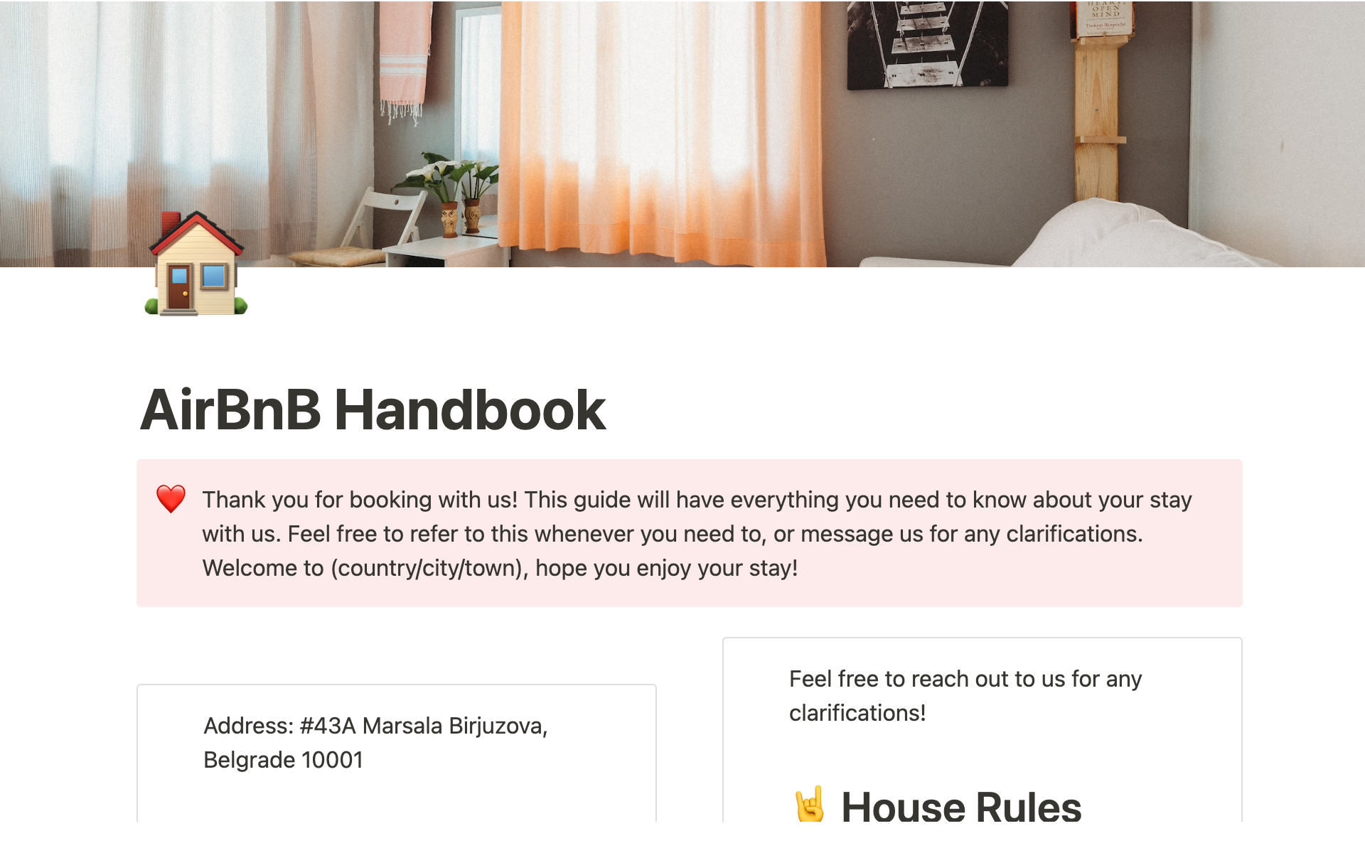 A template preview for Airbnb Guest Handbook