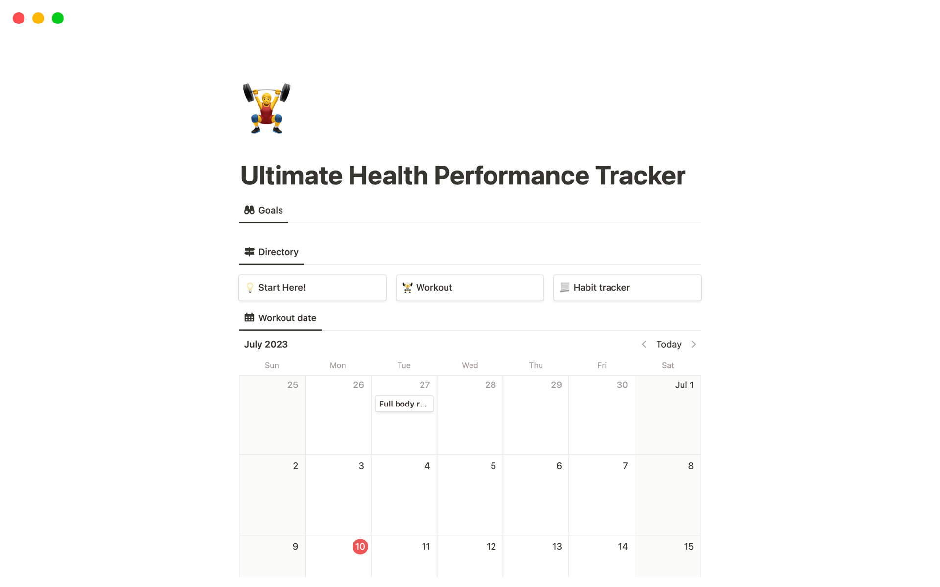 Ultimate Health Performance Tracker Notion Template