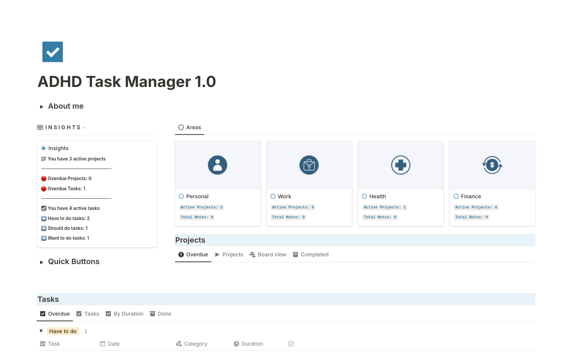 Vista previa de plantilla para ADHD Task Manager 1.0