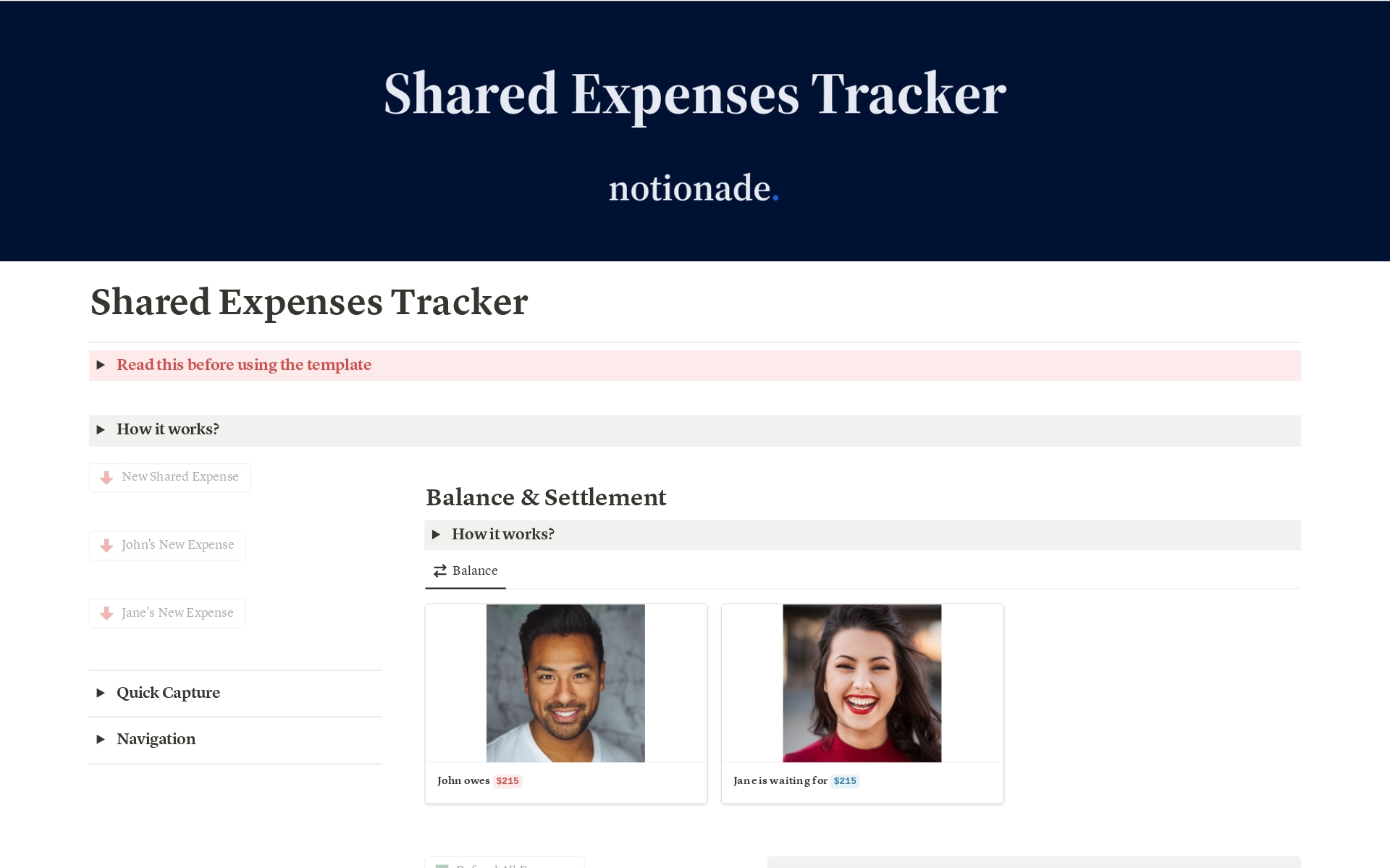 Track of the expenses you share with someone else and always know how much you owe each other.