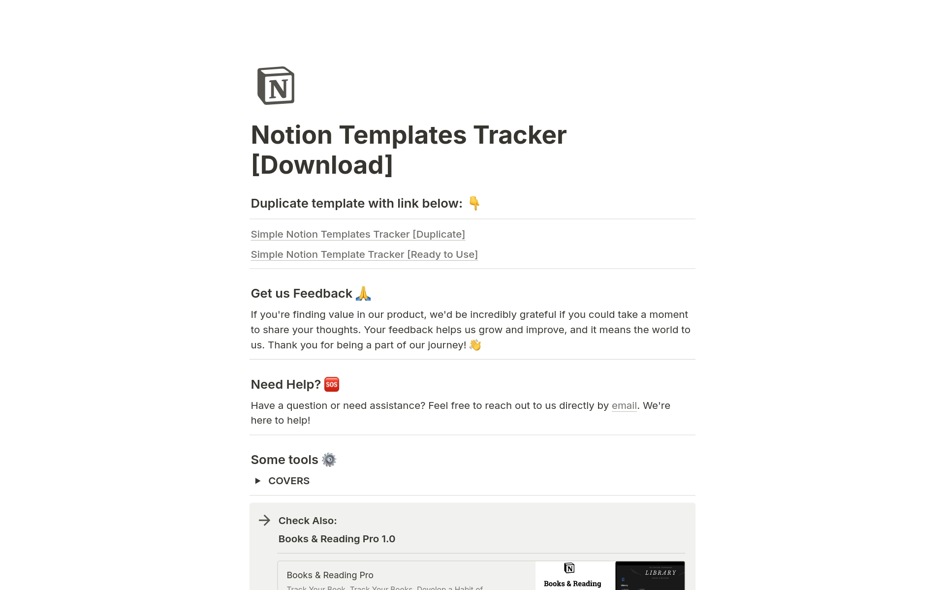 Vista previa de plantilla para Notion Templates Tracker