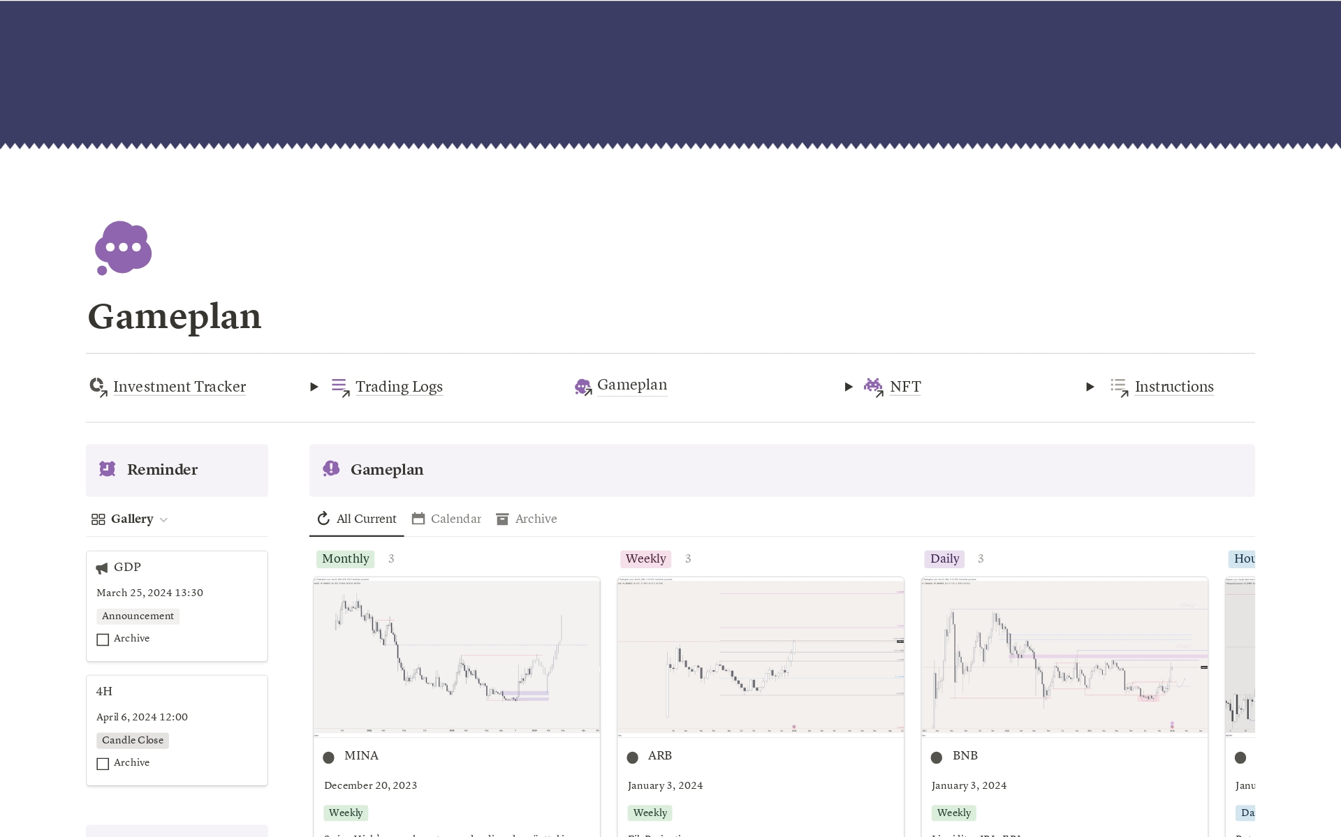Track your investments / portfolio with this carefully created Notion template. Add your transactions, manage your positions, track your holdings with advanced Notion features. 
Bonus: NFT & Gem trackers.