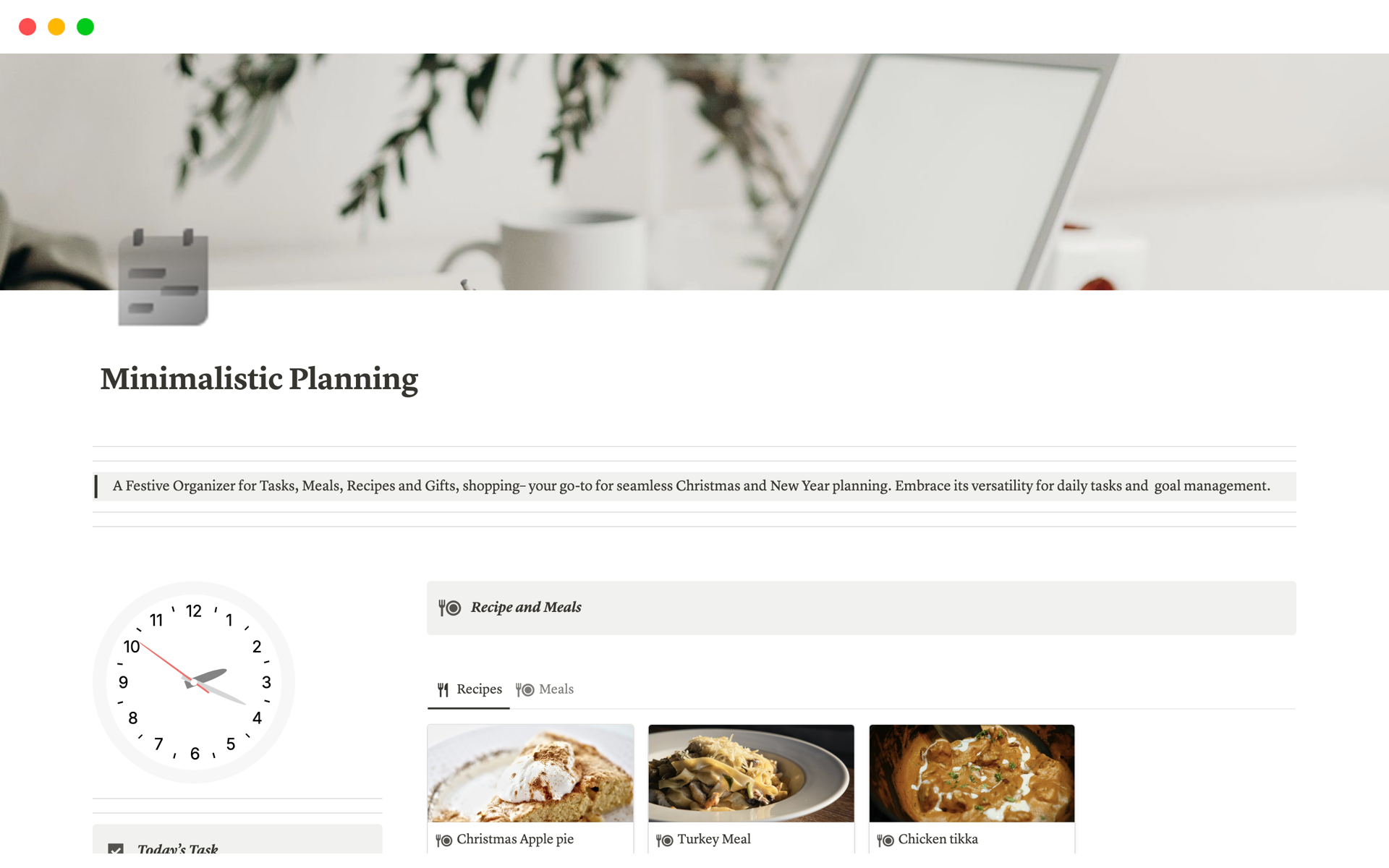 A template preview for  Minimalistic Life Planning 