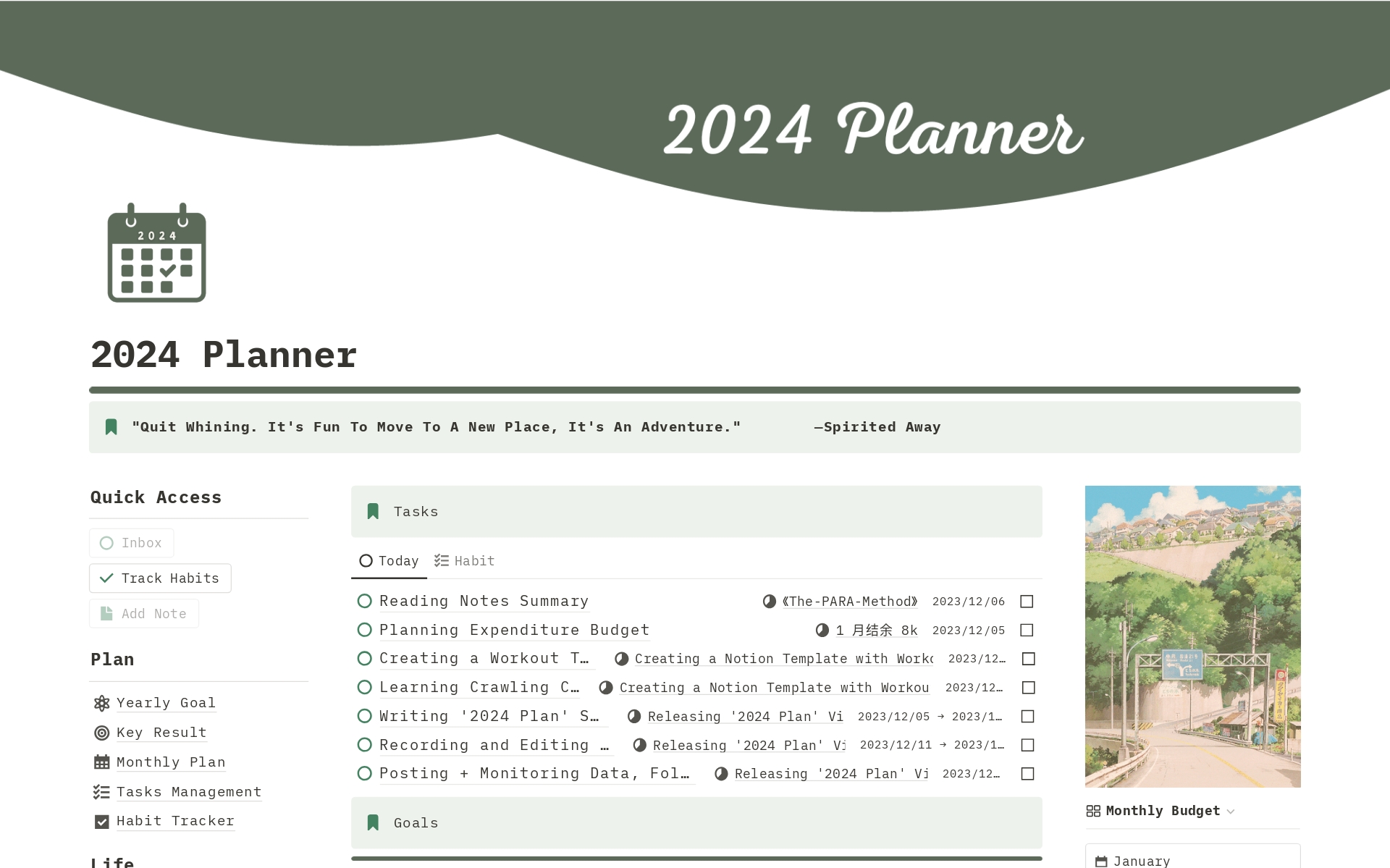 A template preview for 2024 Planner