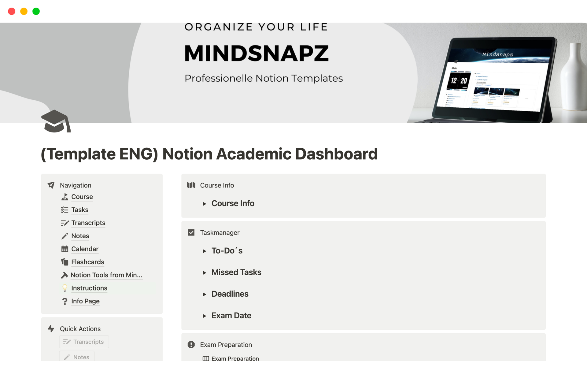 Streamline your academic journey with the Notion Study Template, a comprehensive tool for course and task management.