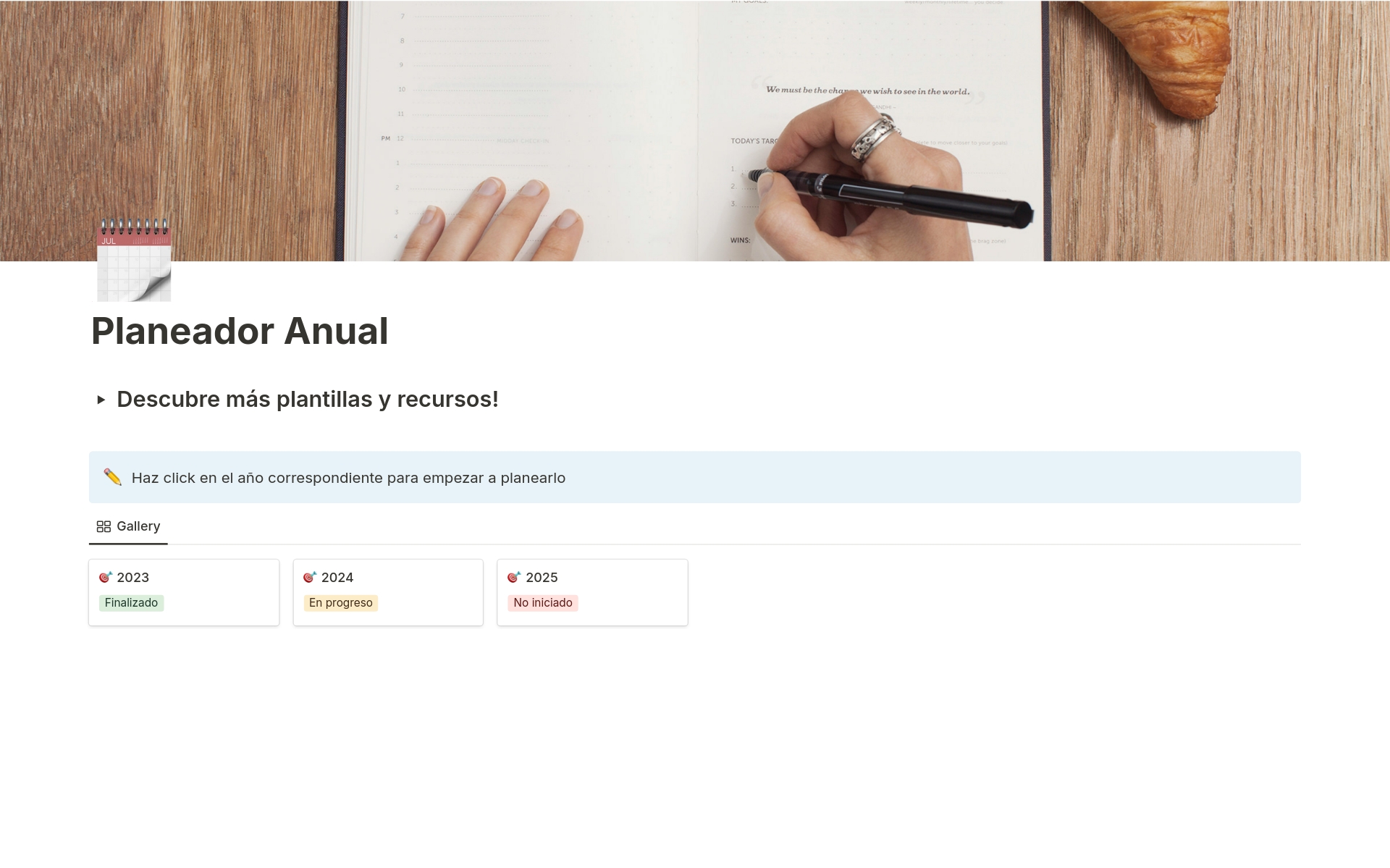 A template preview for Planner Anual 