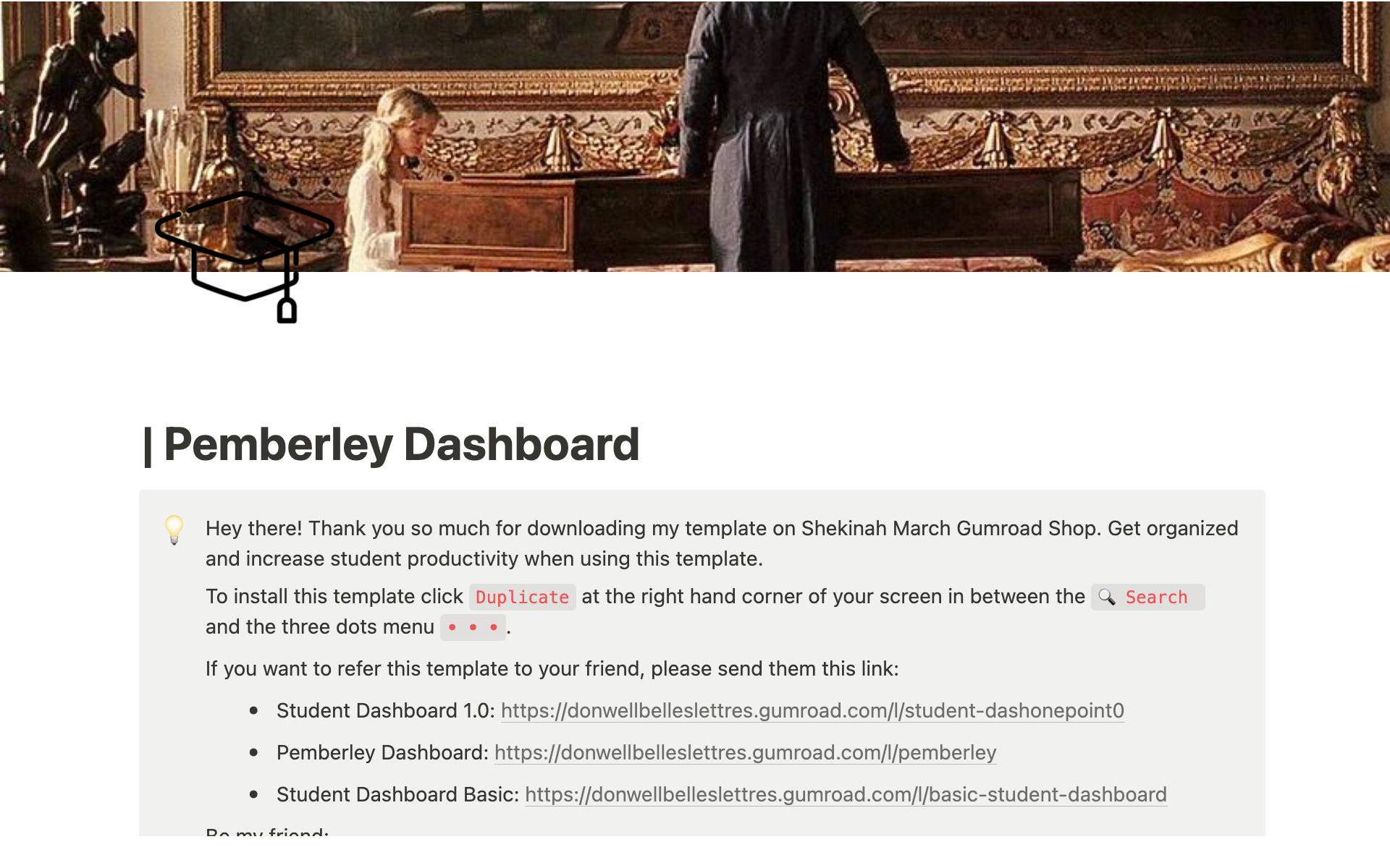 A template preview for Pemberley Dashboard