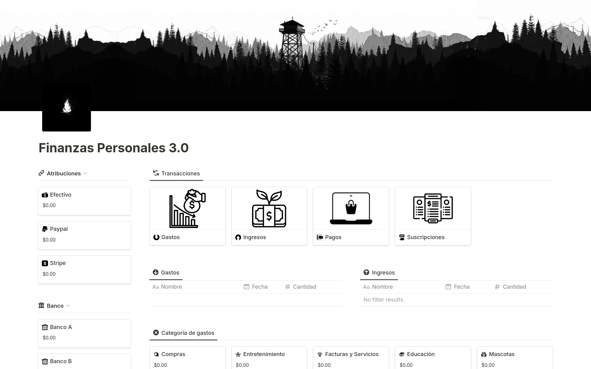 A template preview for Finanzas Personales 3.0