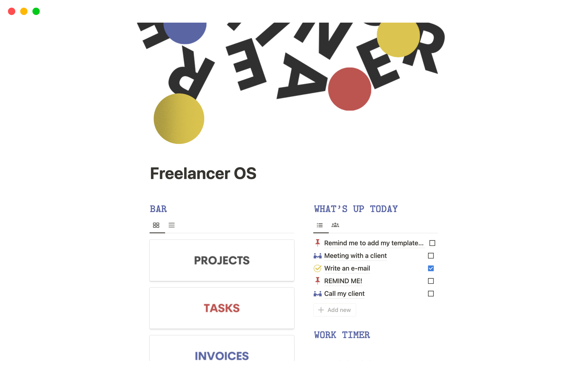 A template preview for Freelancer OS