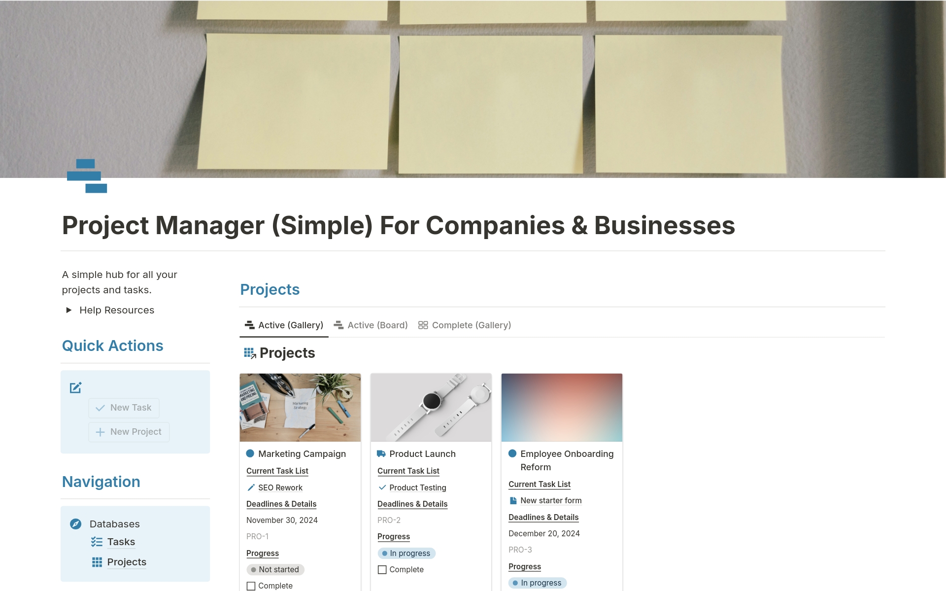 Aperçu du modèle de Project Manager For Companies & Business (Simple)