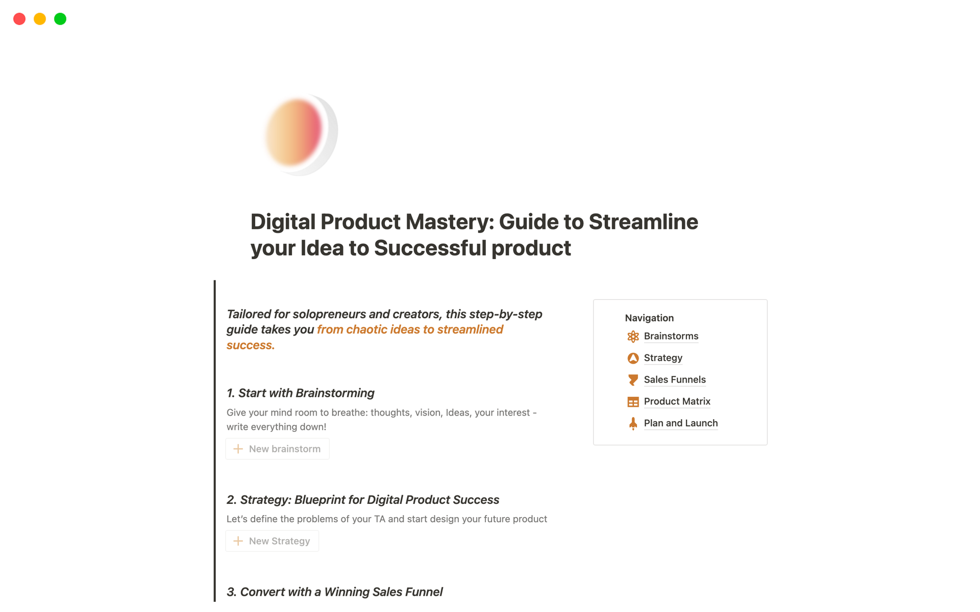 A template preview for Digital Product Mastery