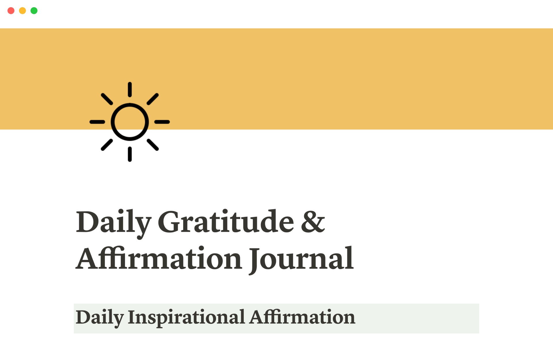 A template preview for Daily gratitude & affirmation journal