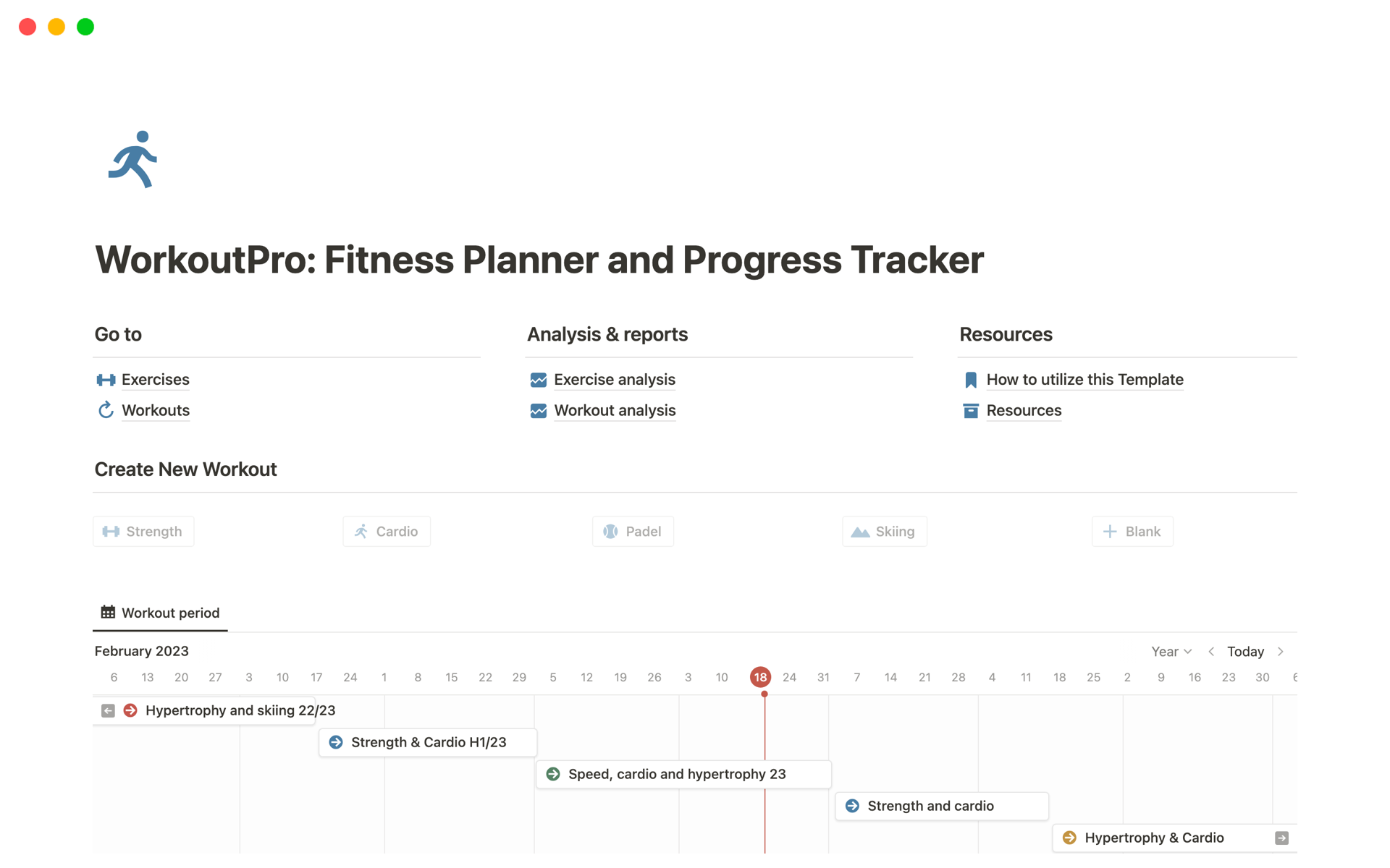 Eine Vorlagenvorschau für WorkoutPro: Advanced Fitness Planner & Progress Tracker