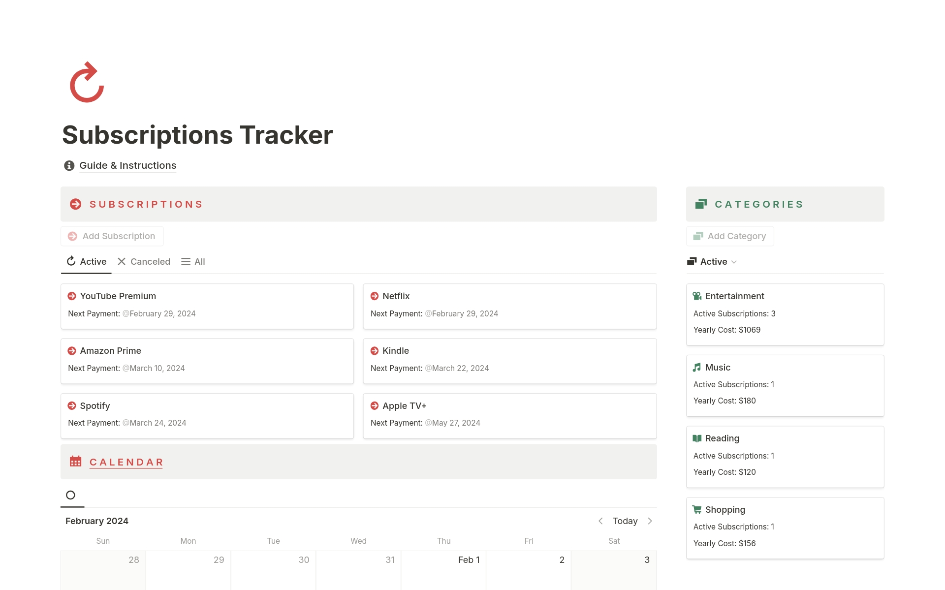 Simplify your subscription management effortlessly! Add or cancel subscriptions seamlessly. Filter by categories for organized tracking. Stay on top of payments with a convenient calendar view of upcoming charges. Streamline your subscription experience—all in one place.