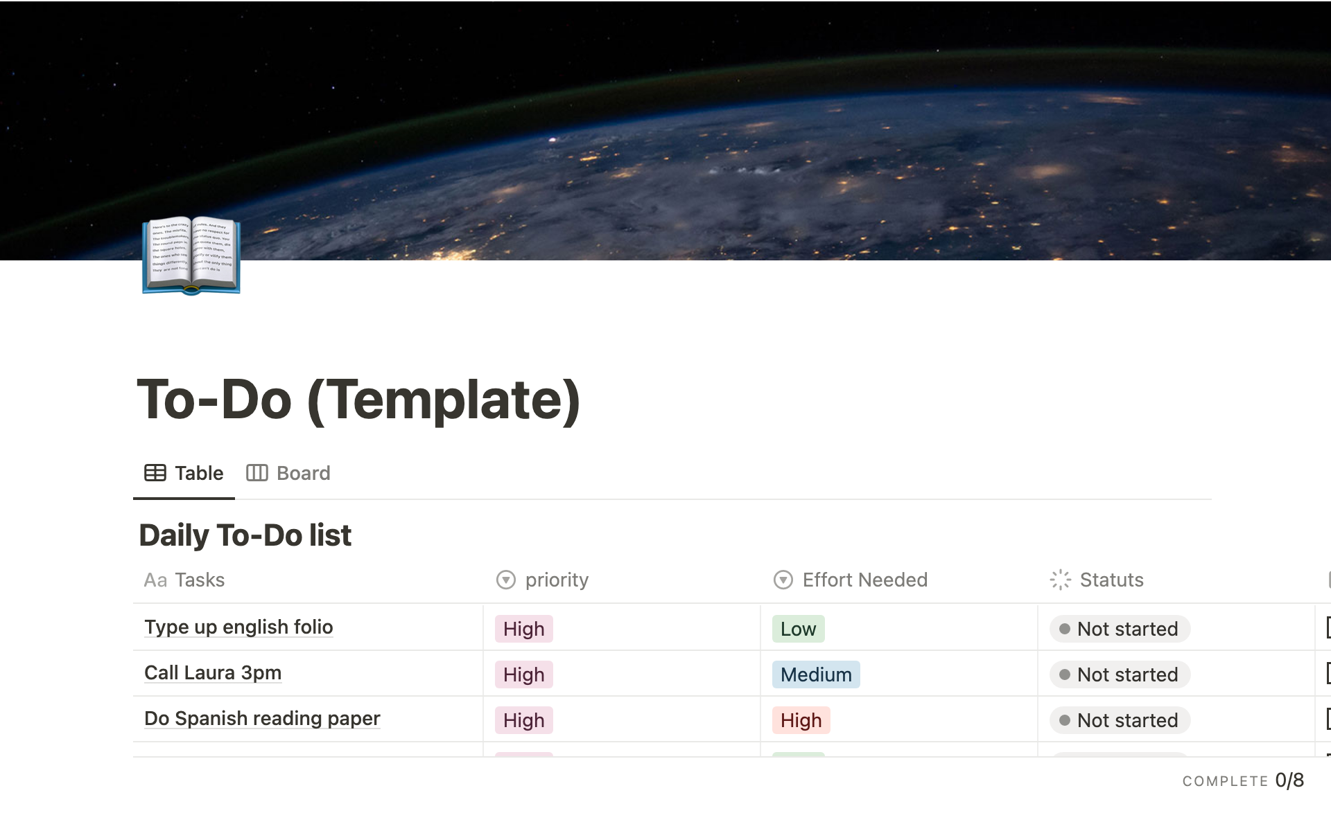 A template preview for The ultimate to-do list