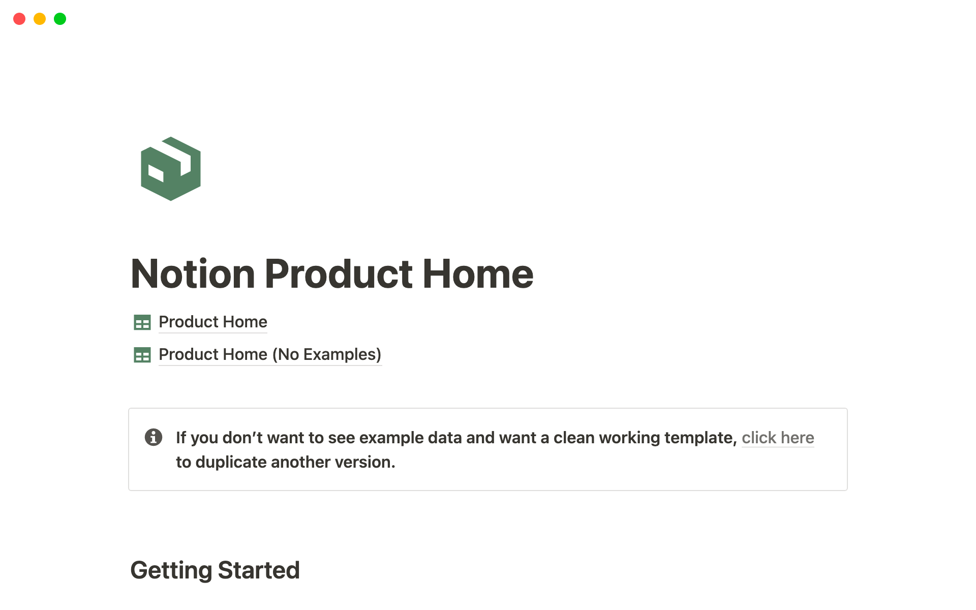 A template preview for Product Home