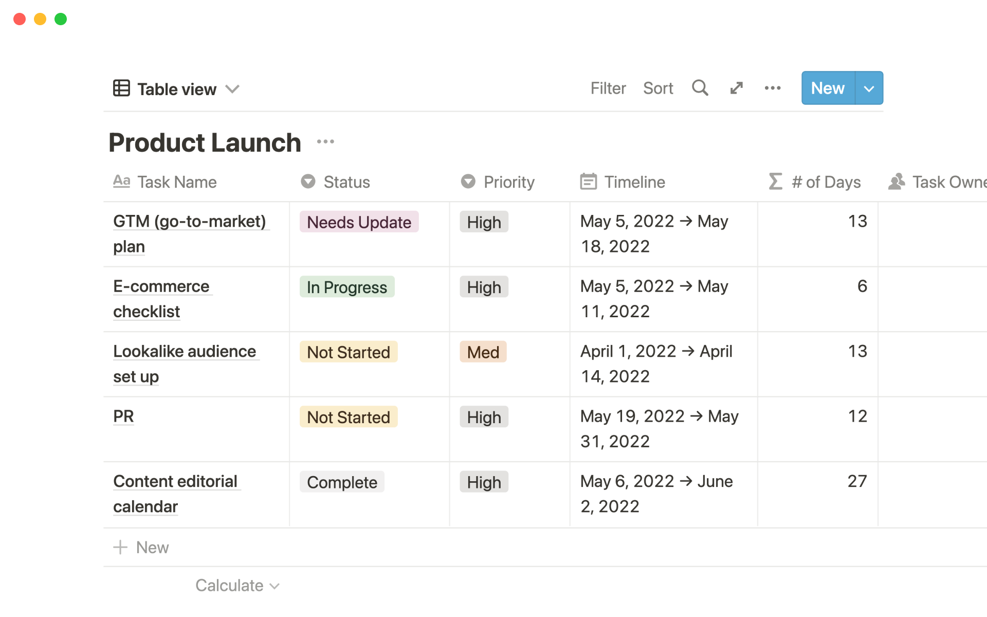 A stage-by-stage checklist and progress tracker for every product launch.