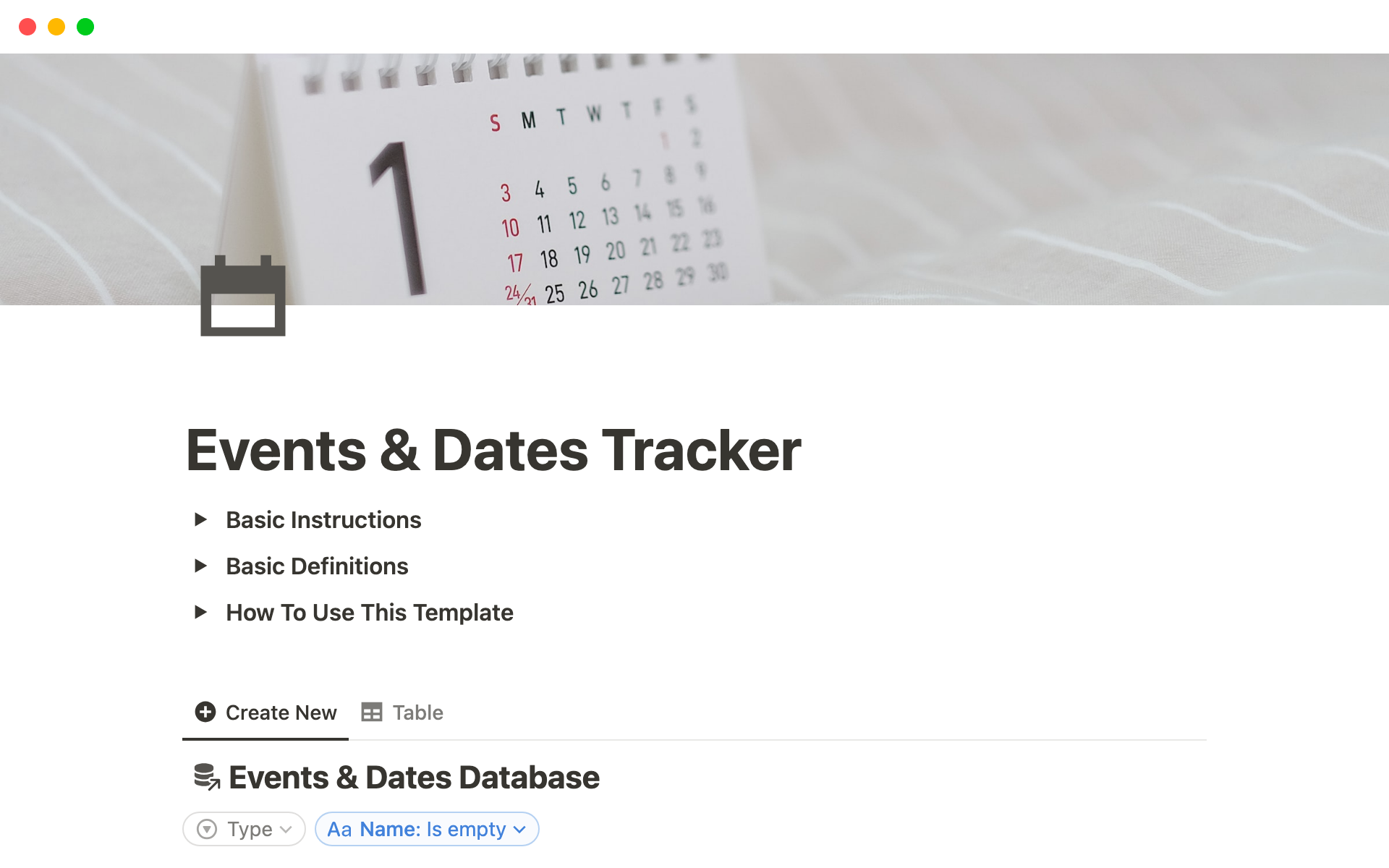 This Notion template allows you to track important dates like birthdays, holidays, and any other annual events or traditions that you might be a part of!