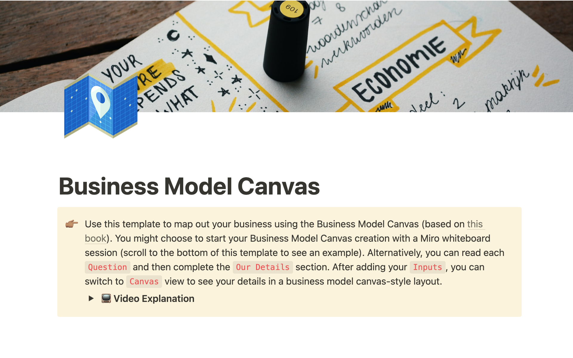A template preview for Business Model Canvas Template