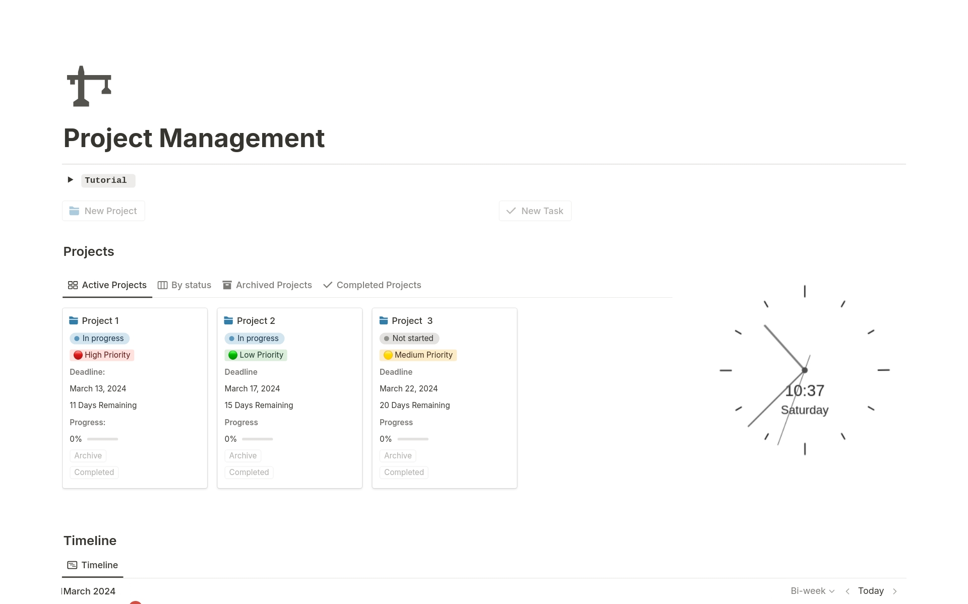 Vista previa de una plantilla para Project Management | Tasks & Projects Planning