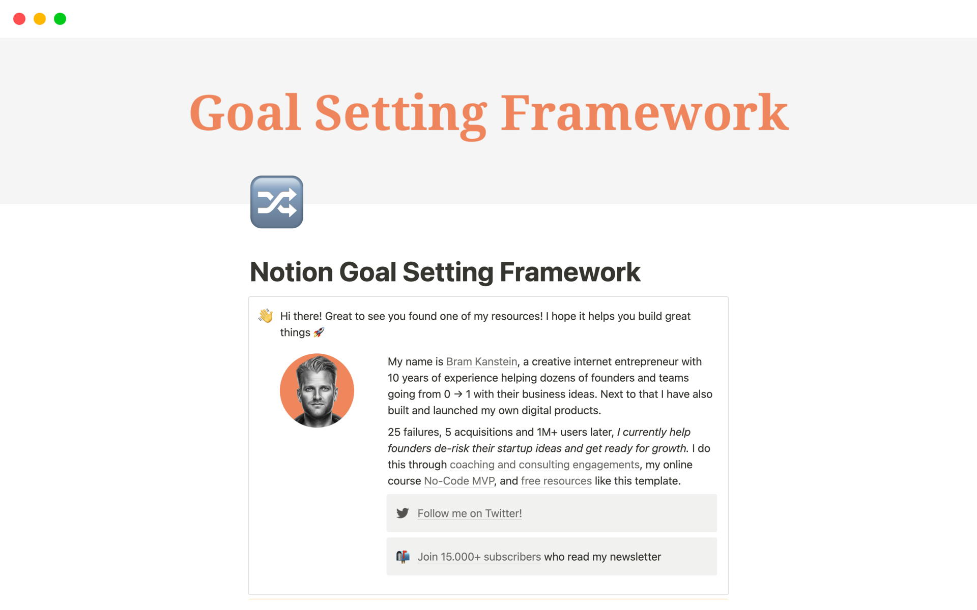 Goal Setting Framework Template Notion Marketplace Goal Setting Framework Template Notion Marketplace