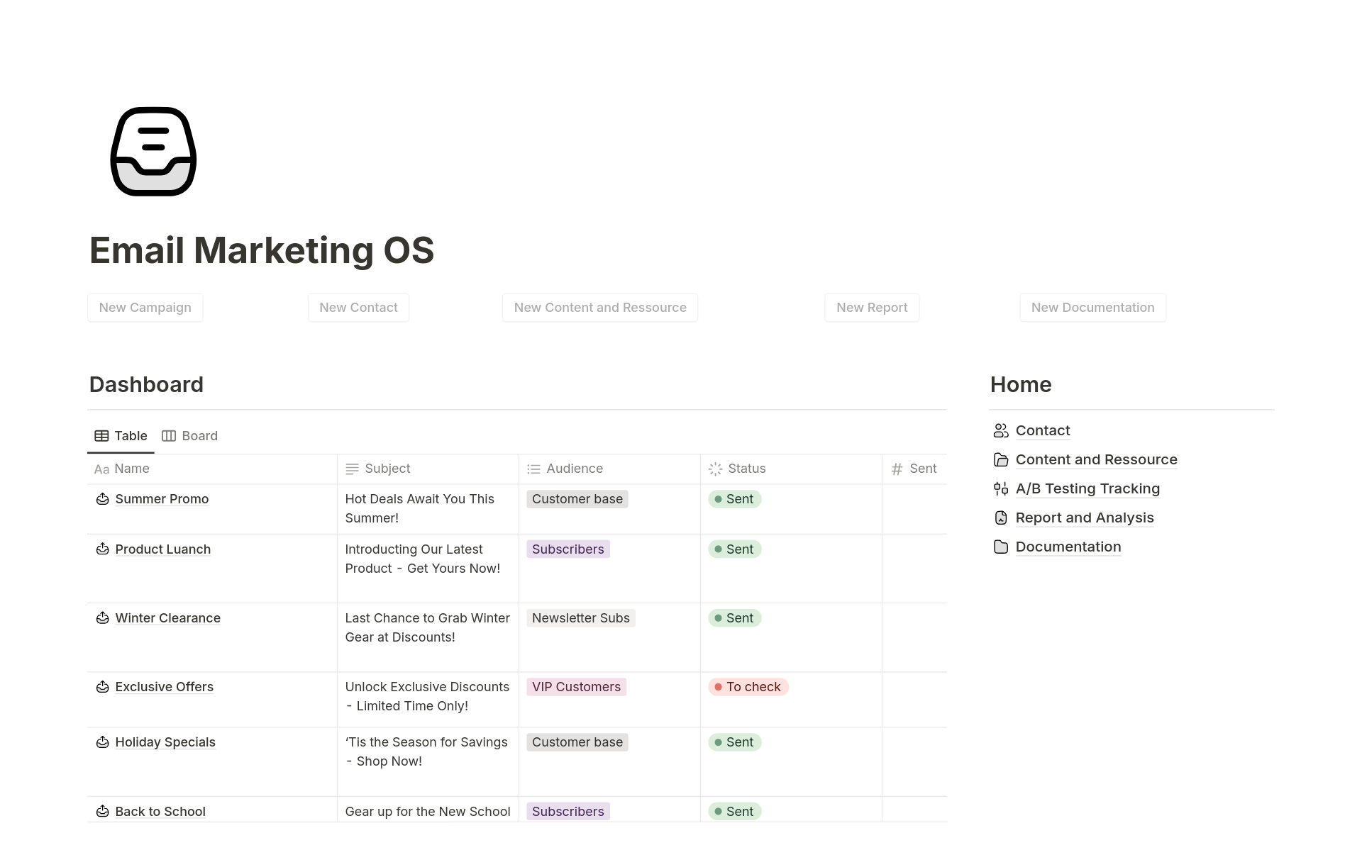 A template preview for Email Marketing OS