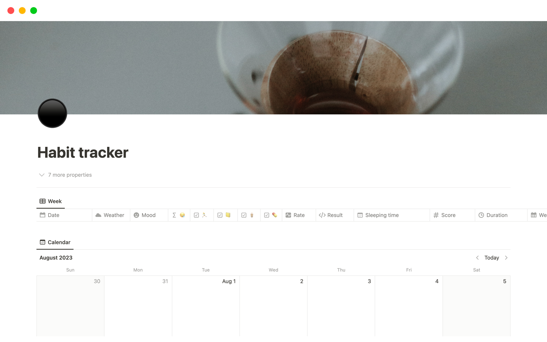 A template preview for Habit Tracker for Notion - Sleep Record and Score