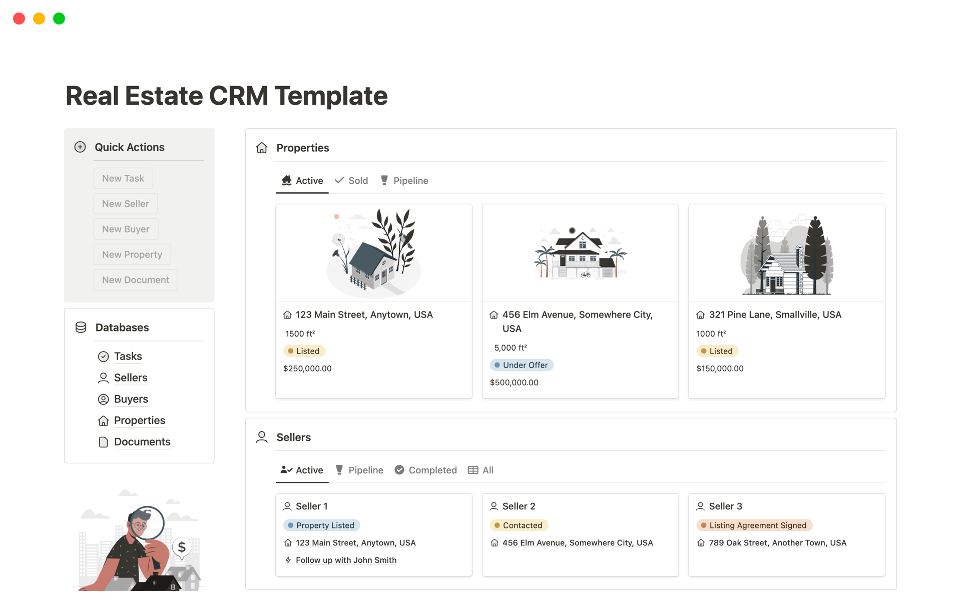 A template preview for Real Estate CRM