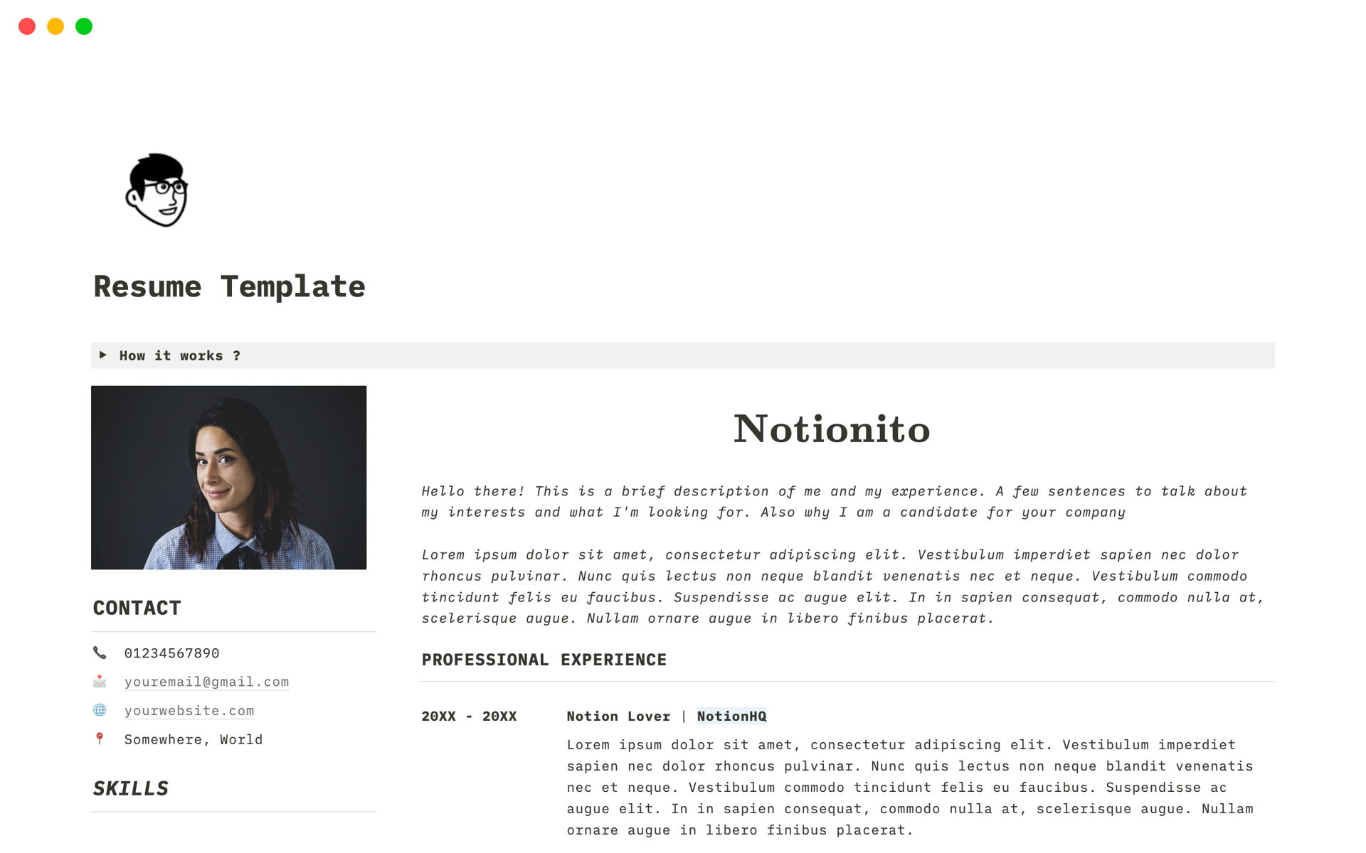 A template preview for Simple Resume
