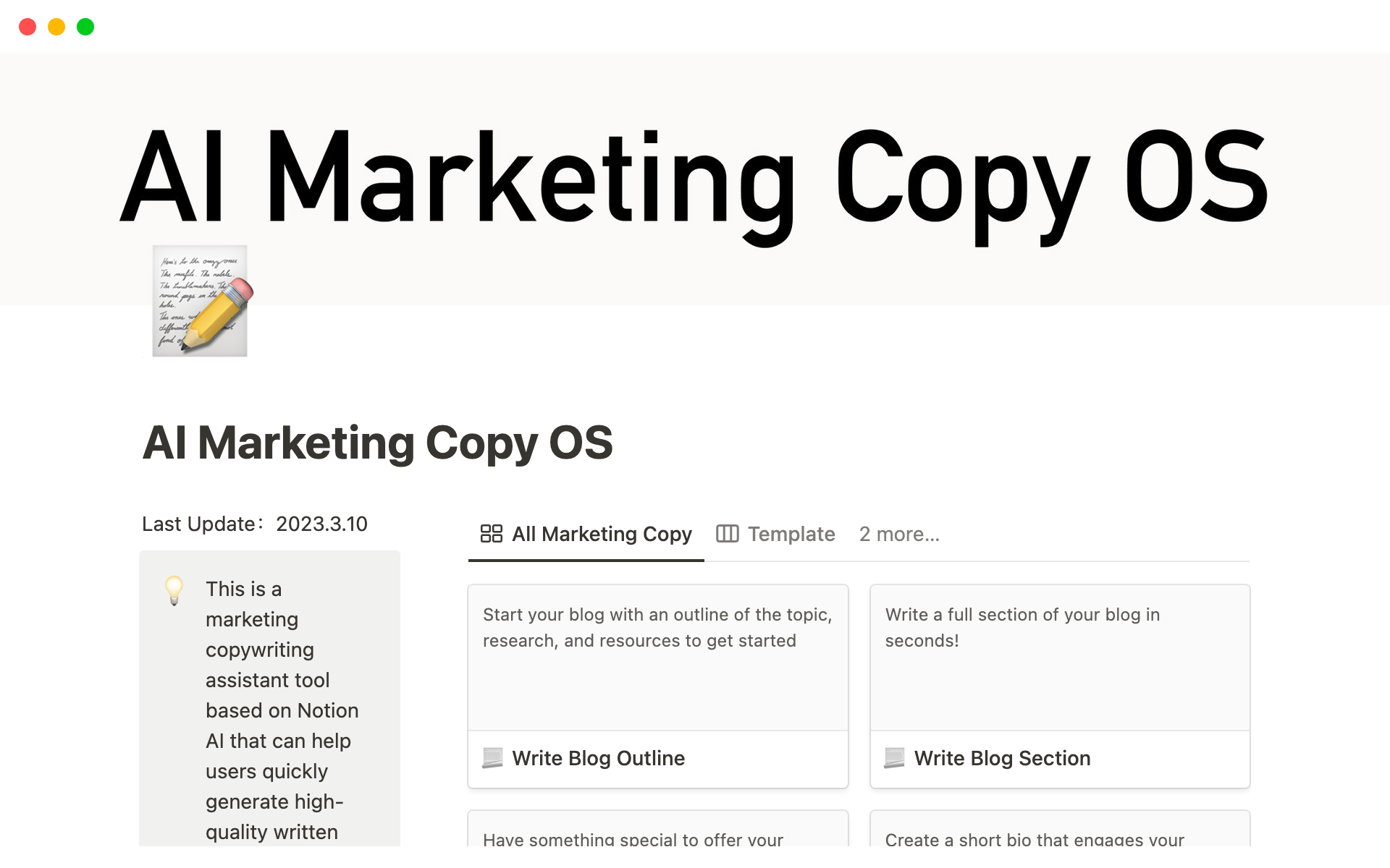 An efficient creative marketing copywriting system.