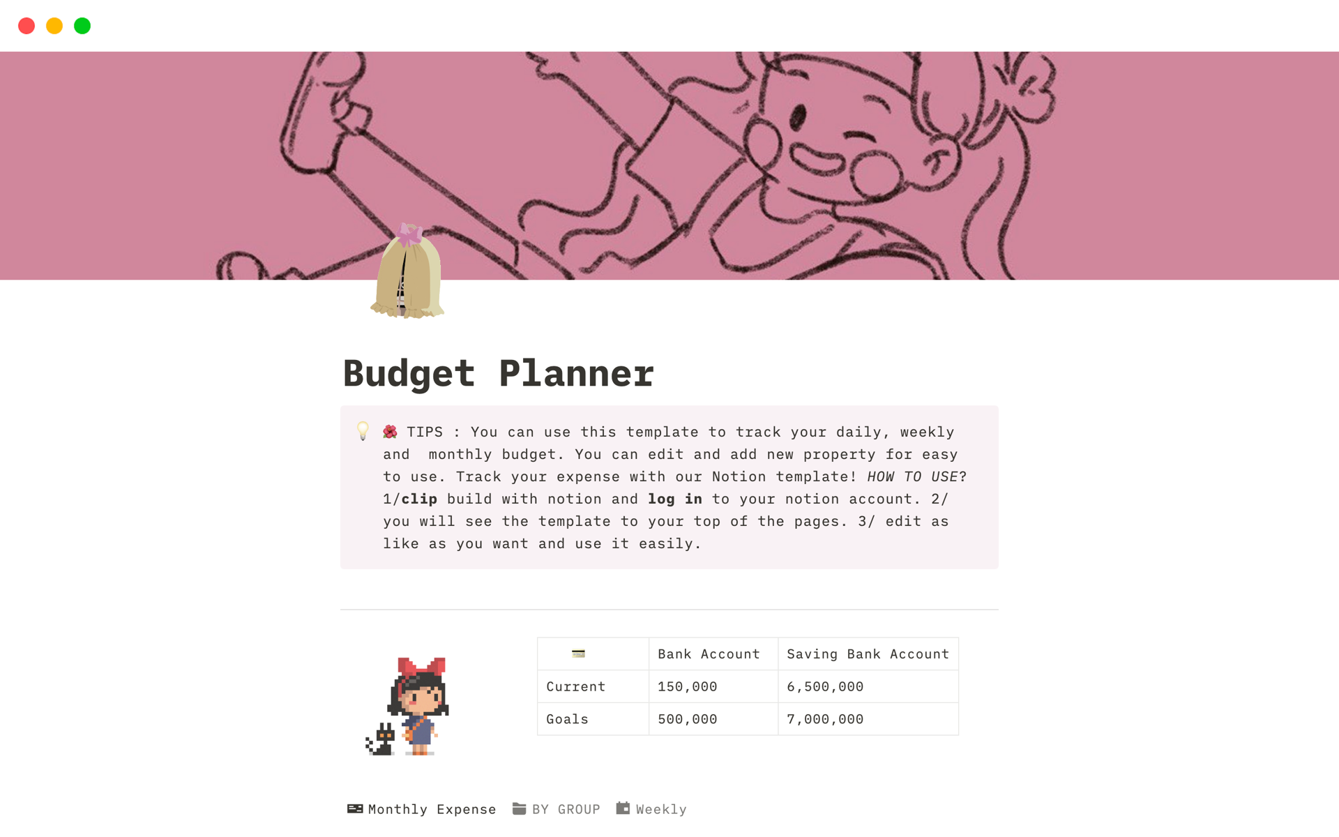 A template preview for Budget Planner 