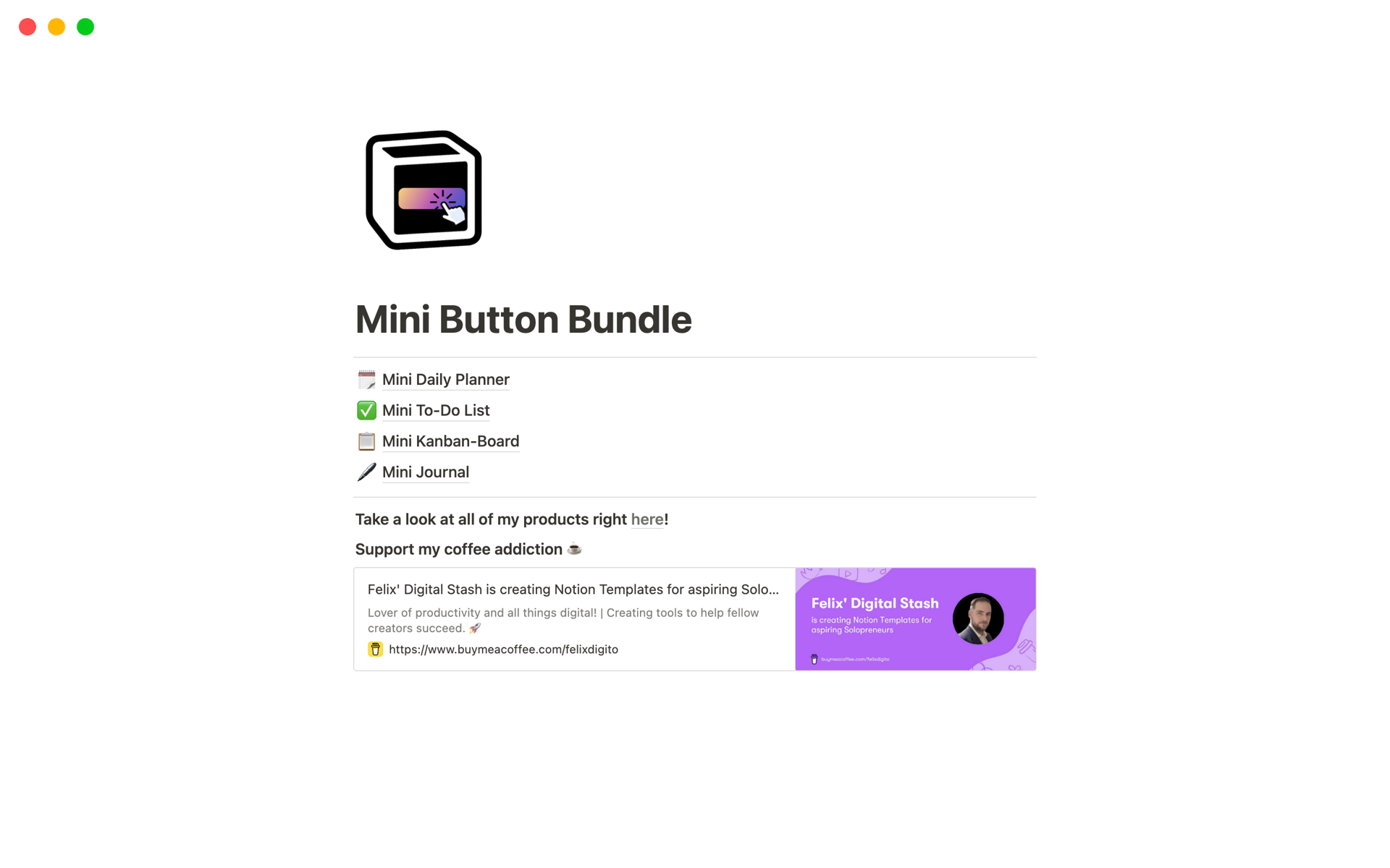 A template preview for Mini Button Bundle