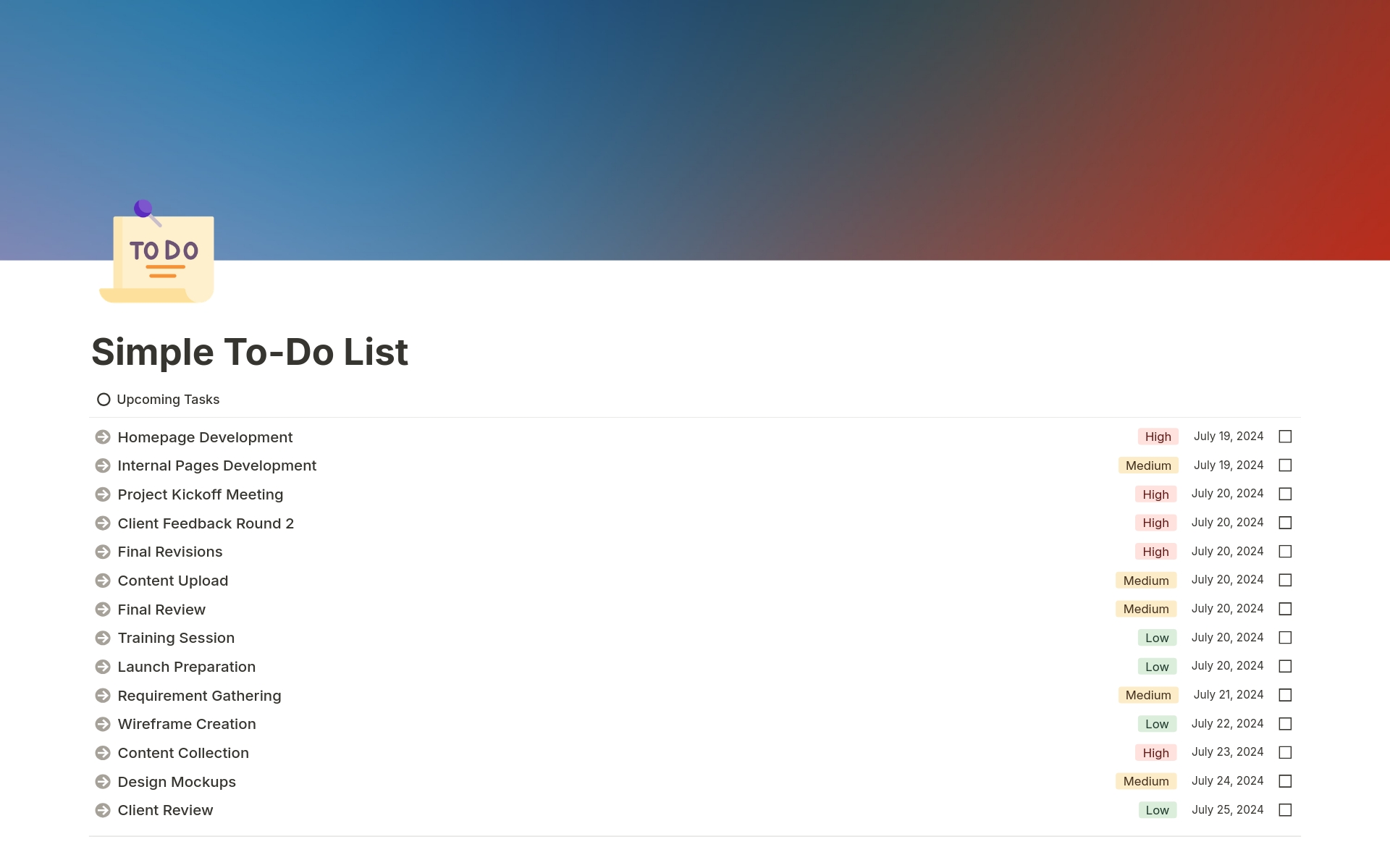 Simple To-Do List Template | Notion Marketplace