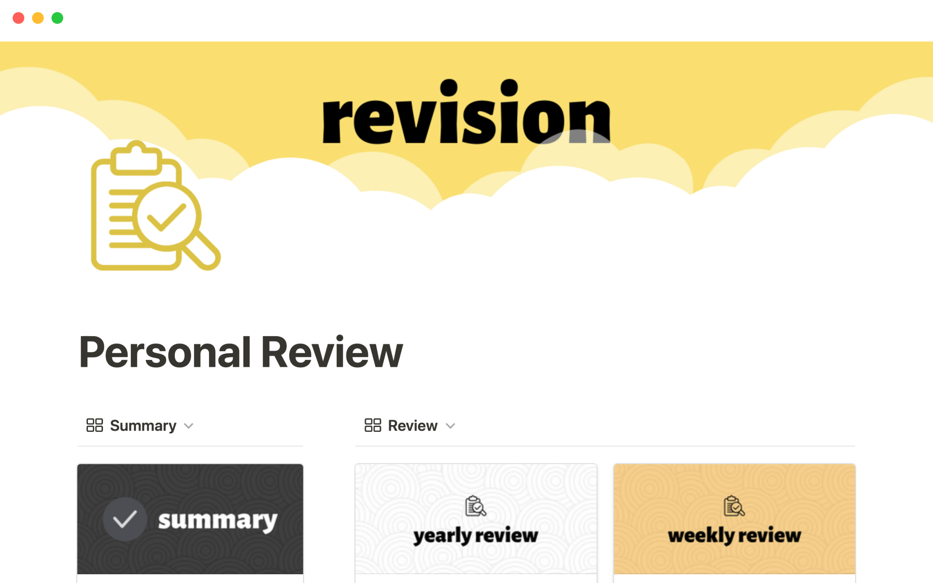 A template preview for Personal review
