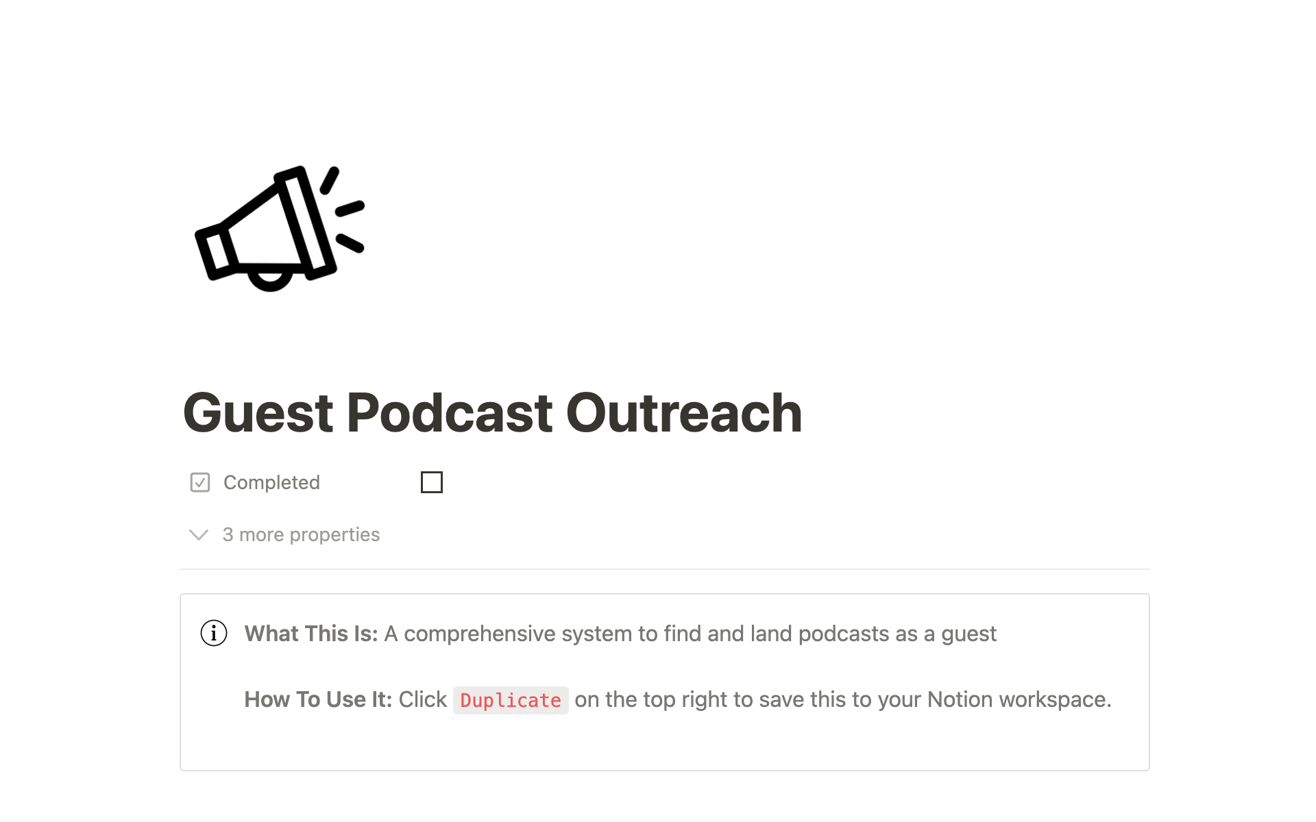 Aperçu du modèle de Guest Podcast Outreach Toolkit