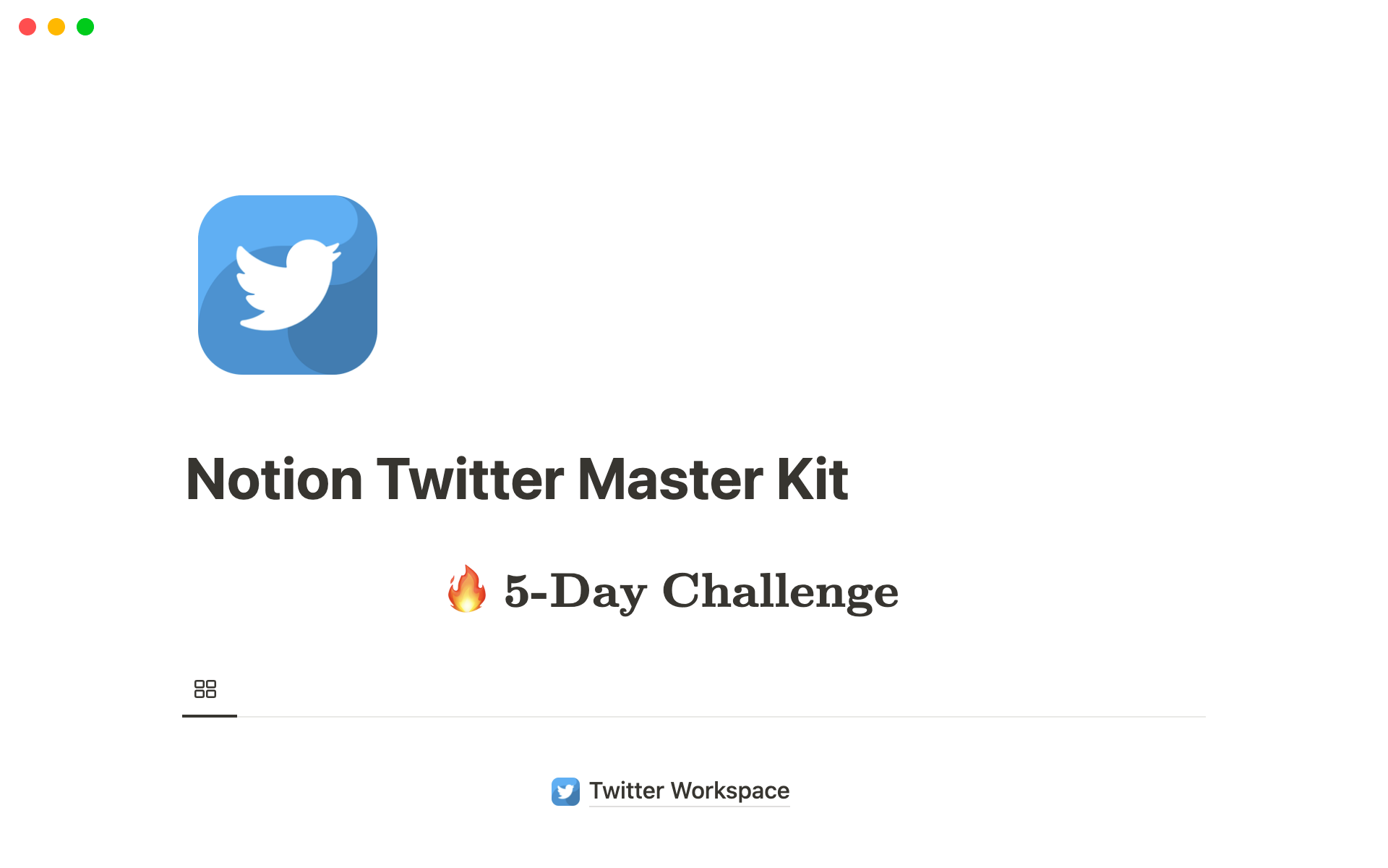 Eine Vorlagenvorschau für Notion Twitter Master Kit