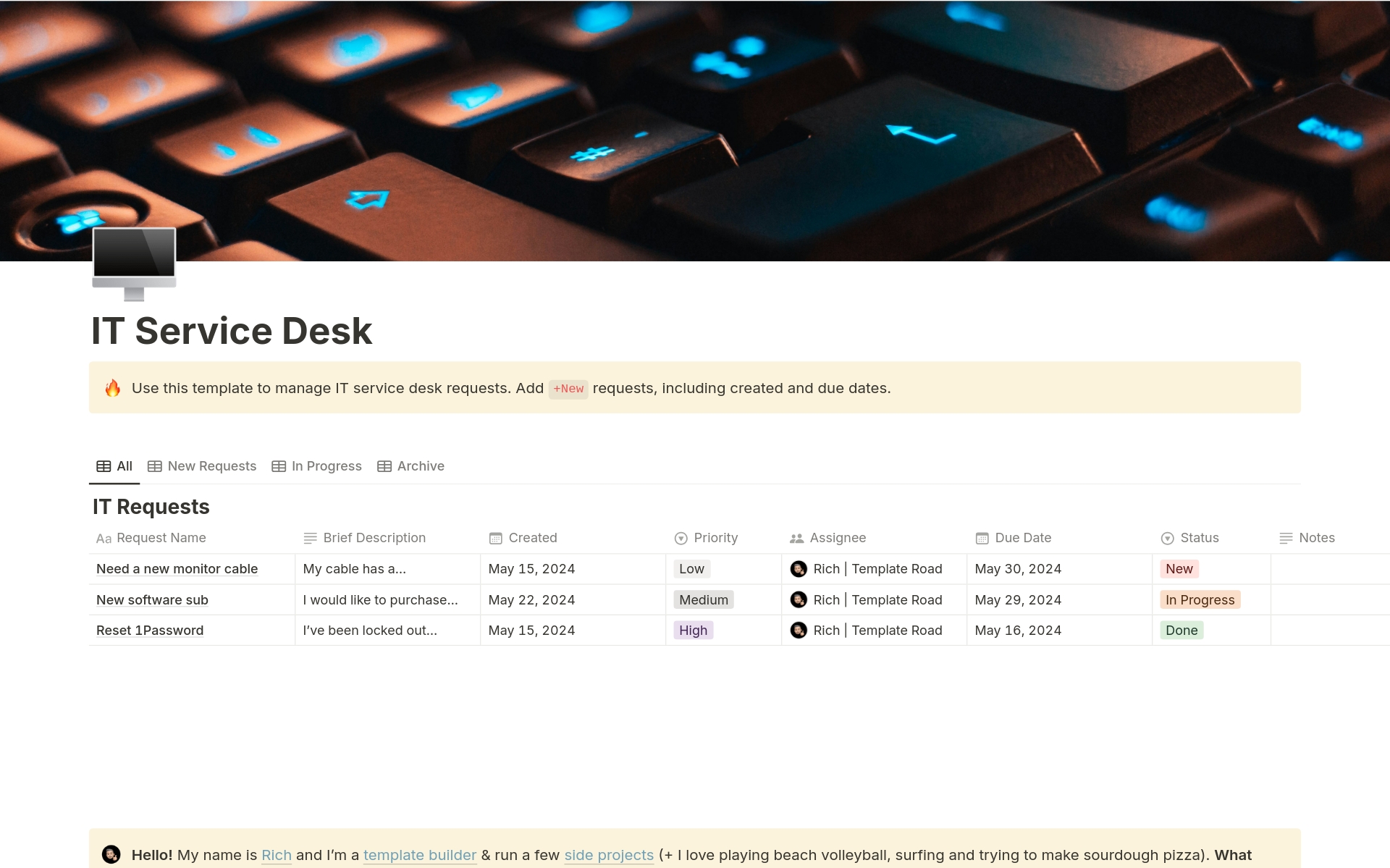 IT Service Desk Template by Template Road Notion Marketplace IT Service Desk Template by Template Road Notion Marketplace