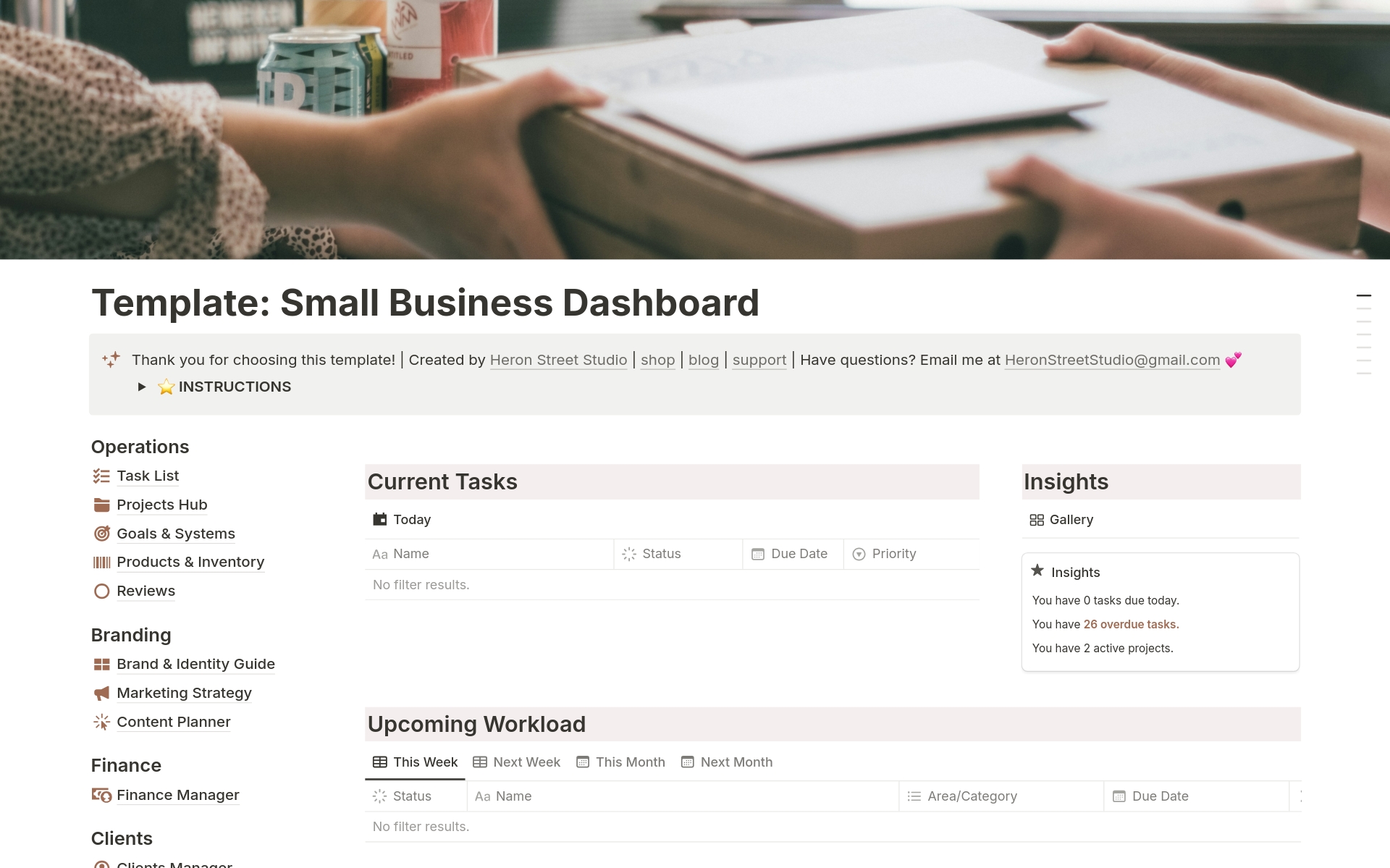 Small Business Dashboard Marketing, Products, CRM by HeronStreetStudio