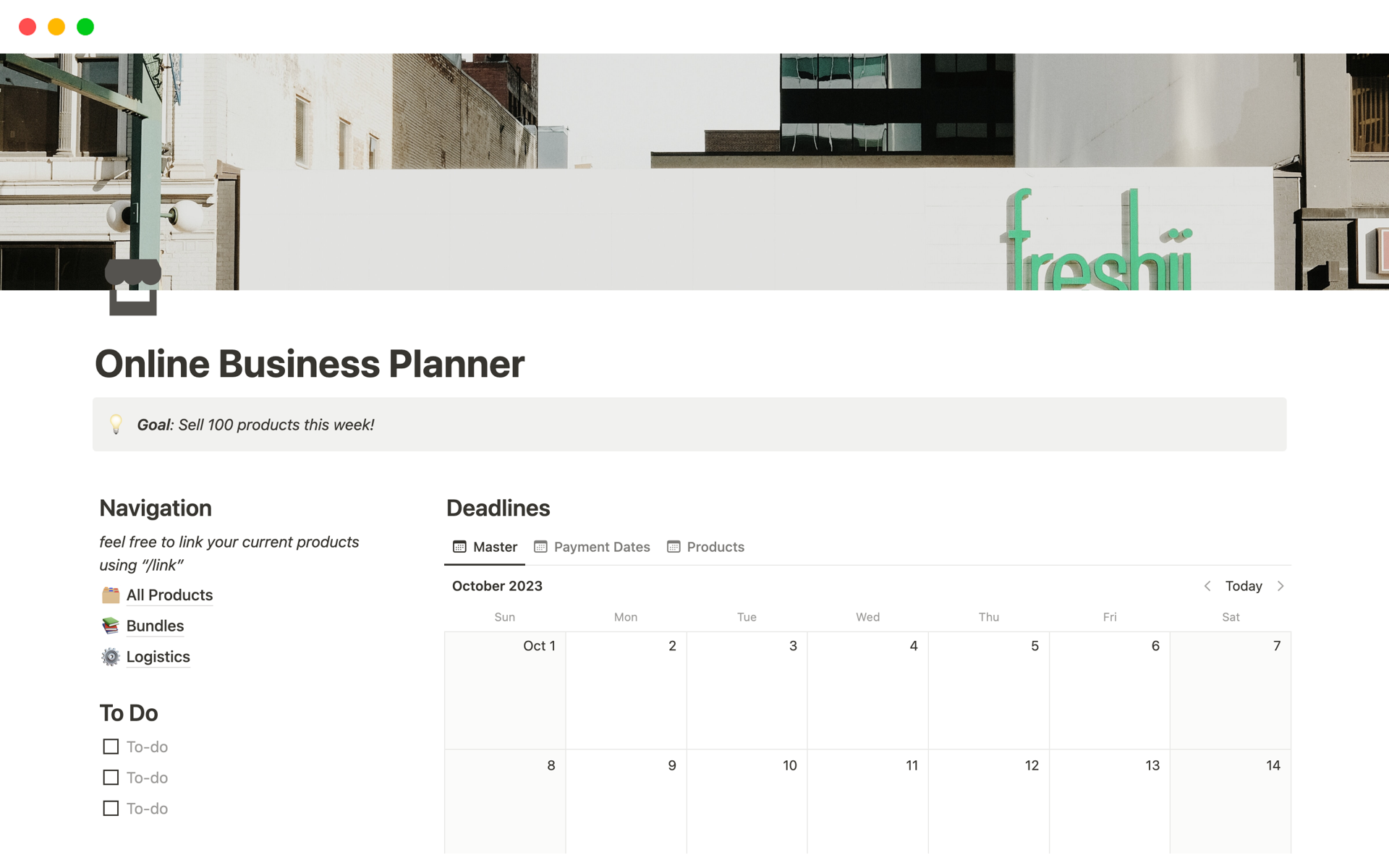 A template preview for Online Business Planner