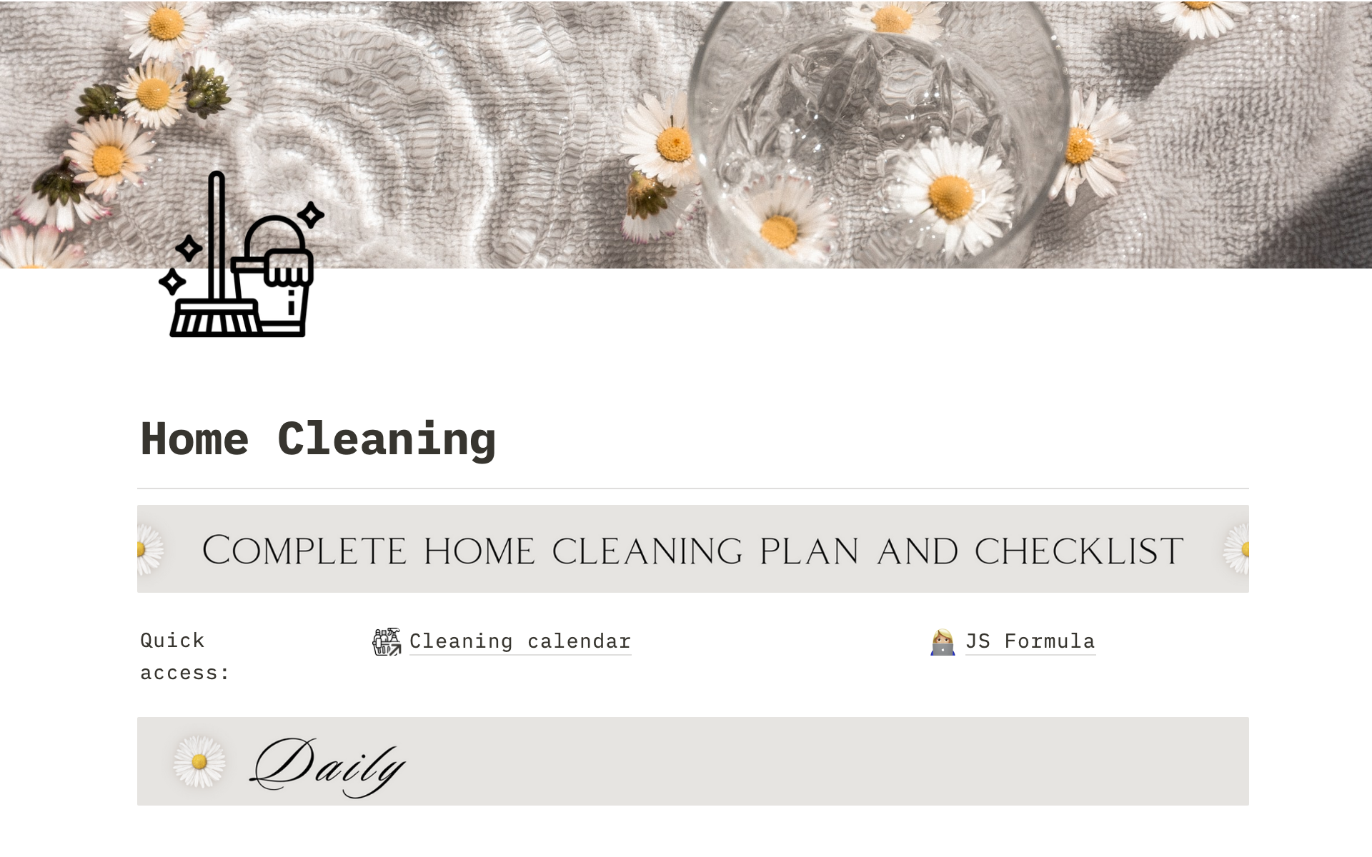 Home cleaning timeboxedのテンプレートのプレビュー