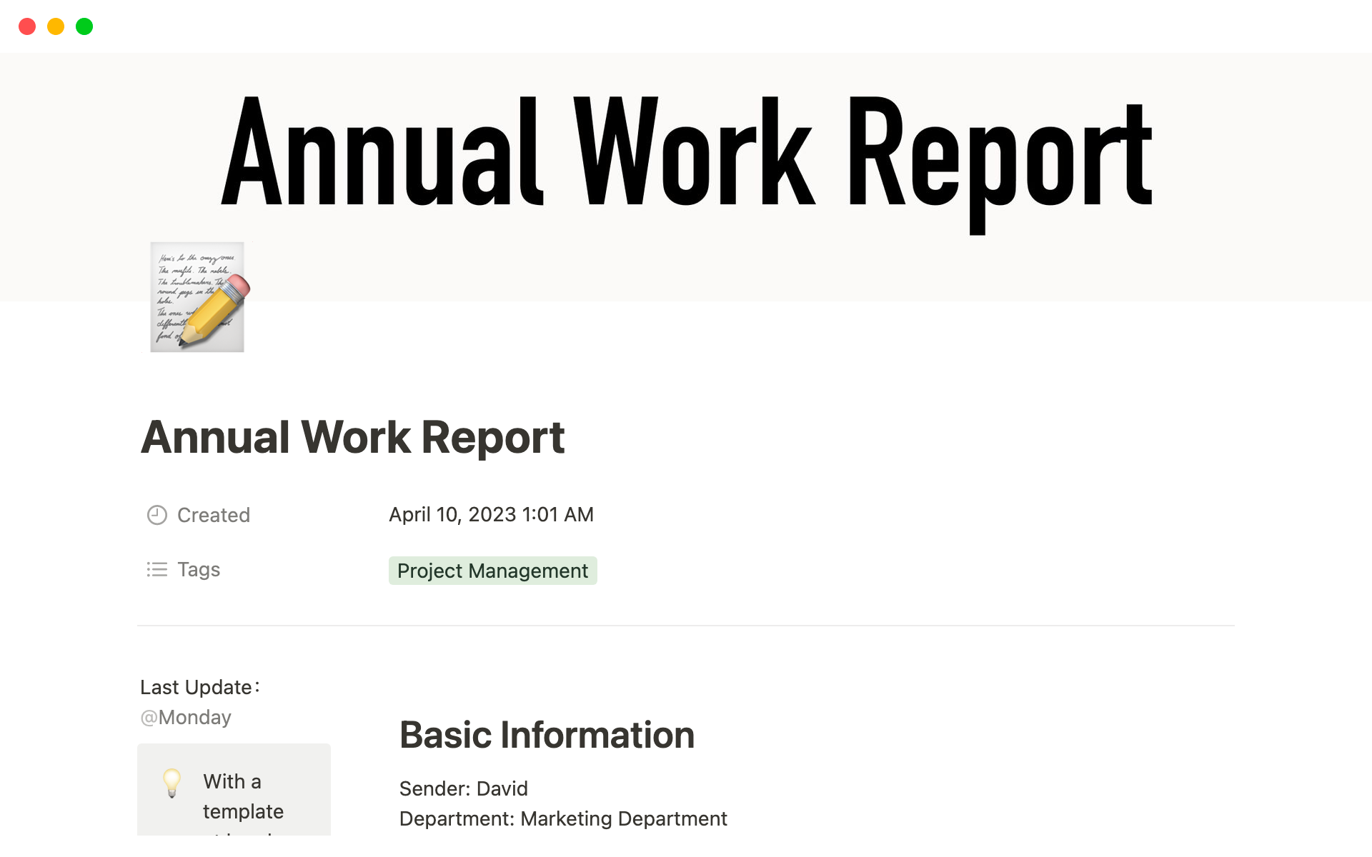 Annual Work Report님의 템플릿 미리보기