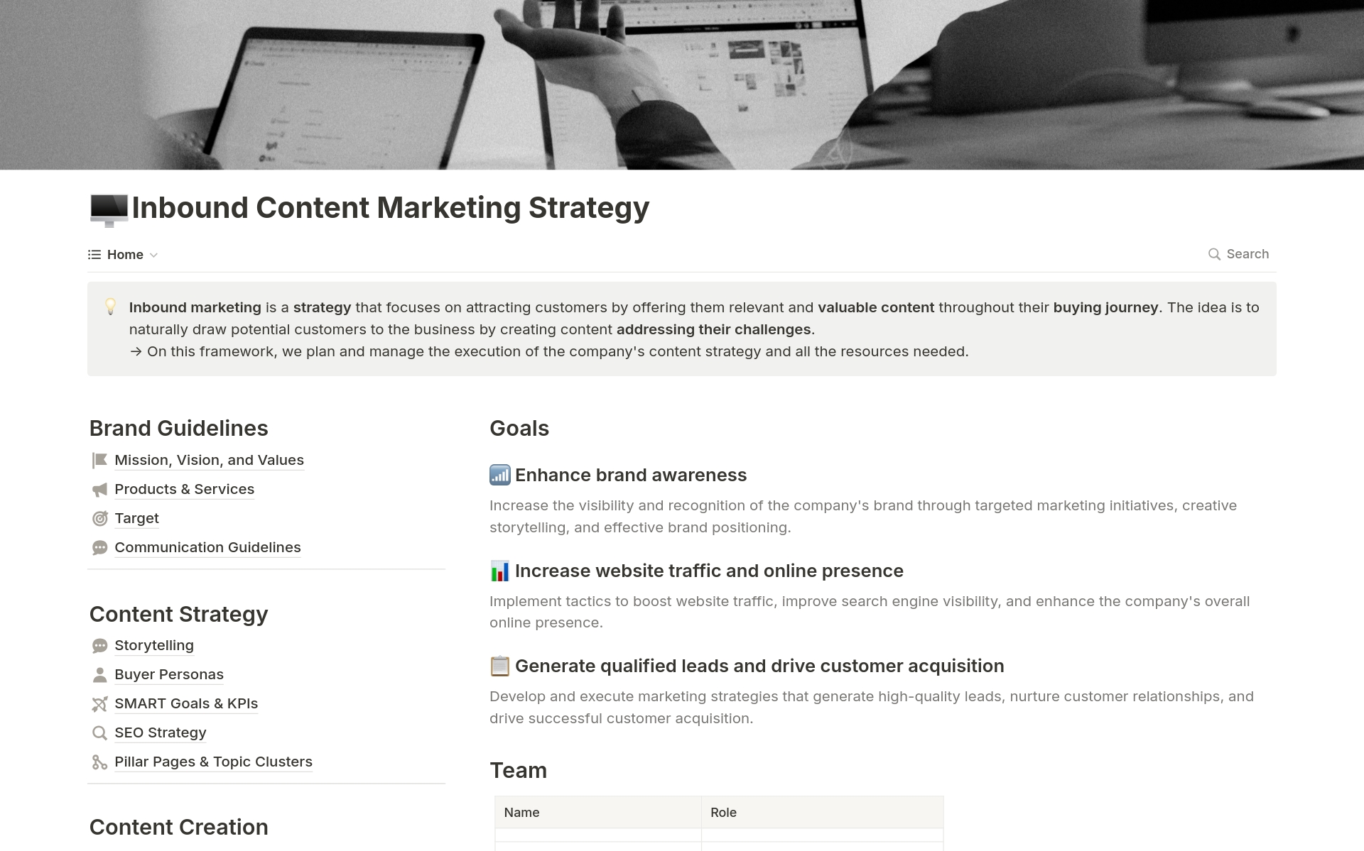 A template preview for Content Marketing Strategy framework