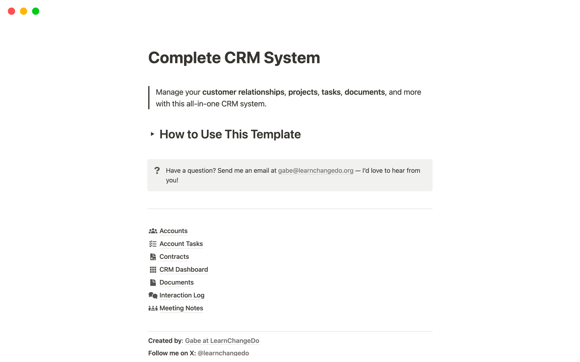 A template preview for Complete CRM System