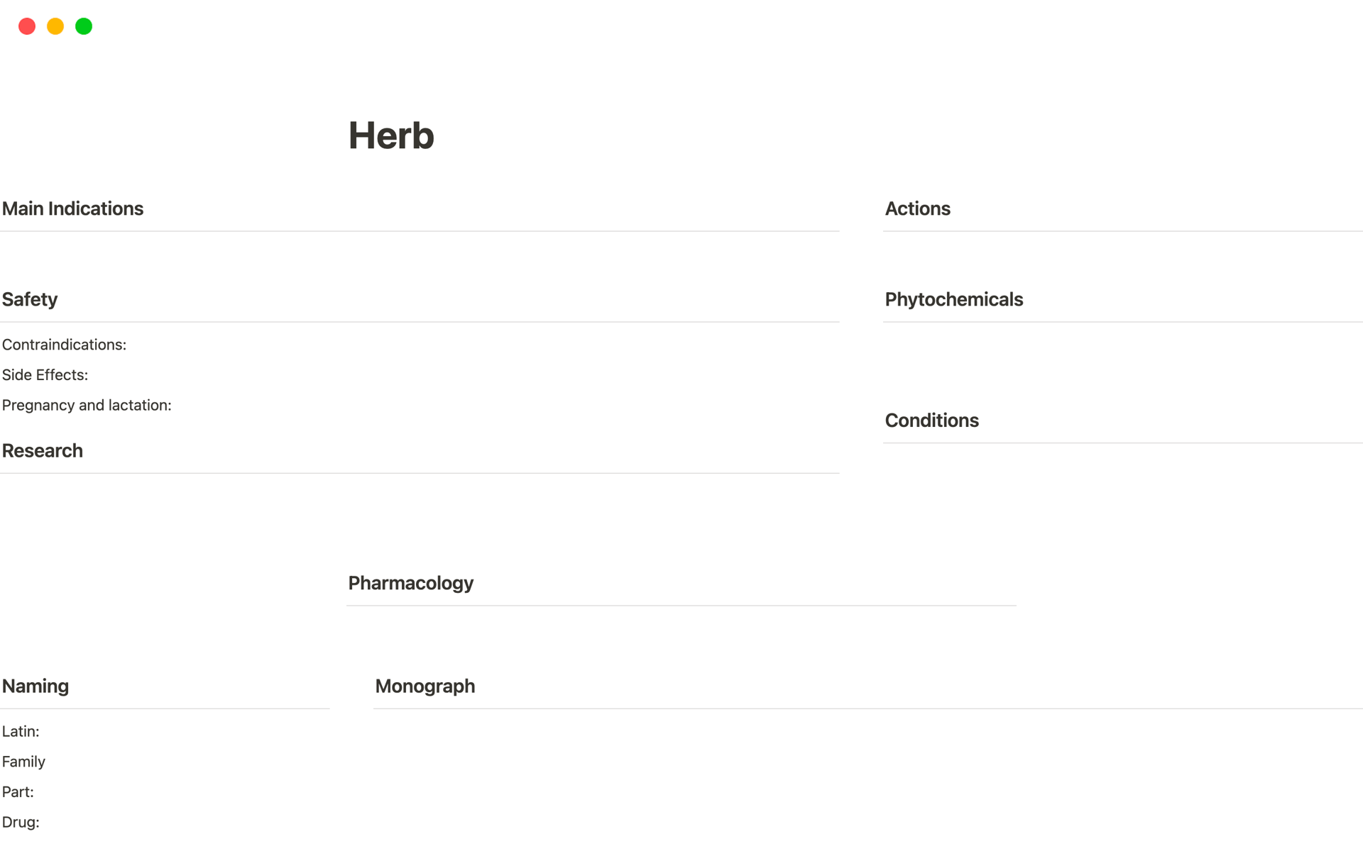 A template preview for Botanical Medicine Herb
