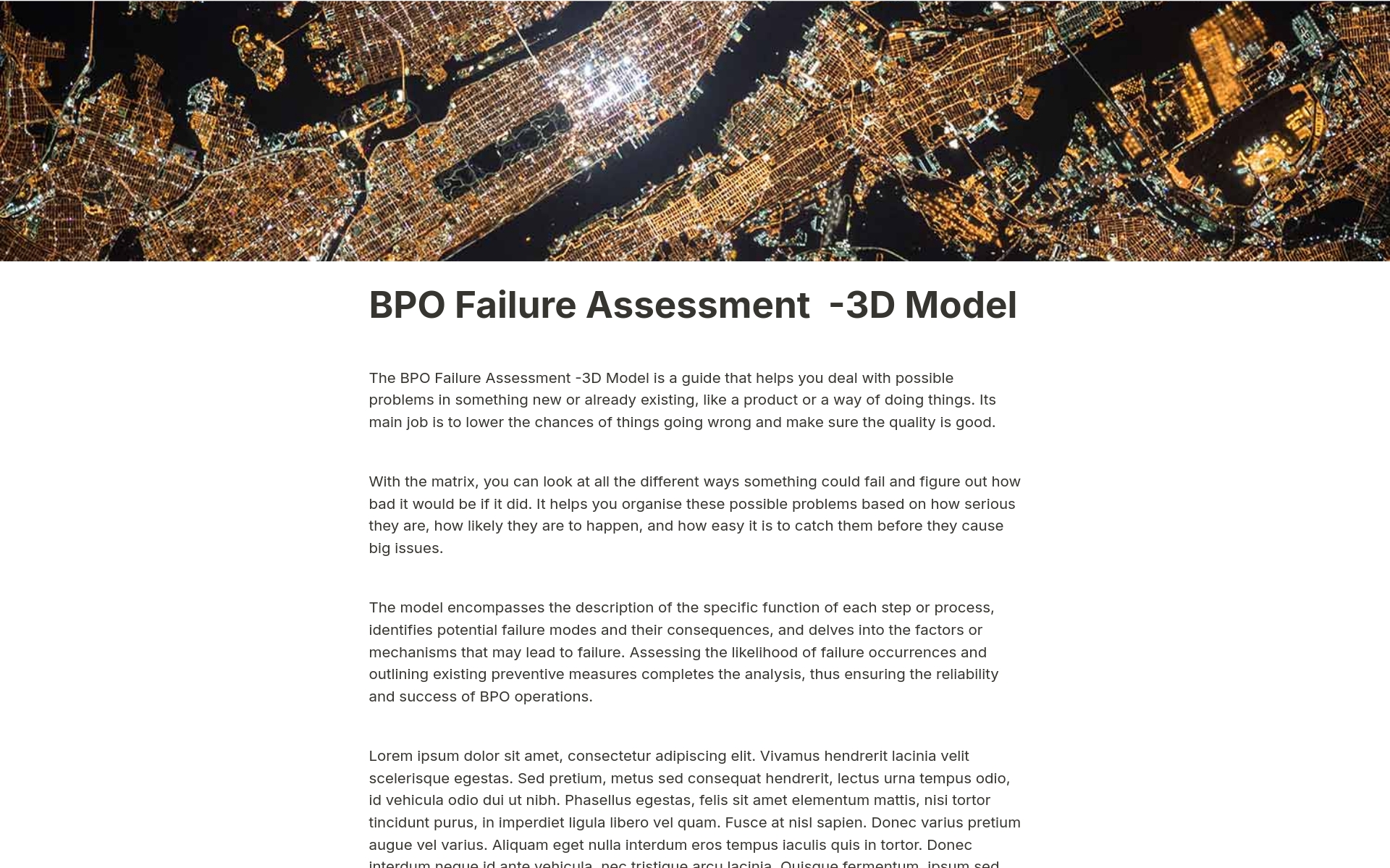 A template preview for BPO Failure Assessment  -3D Model