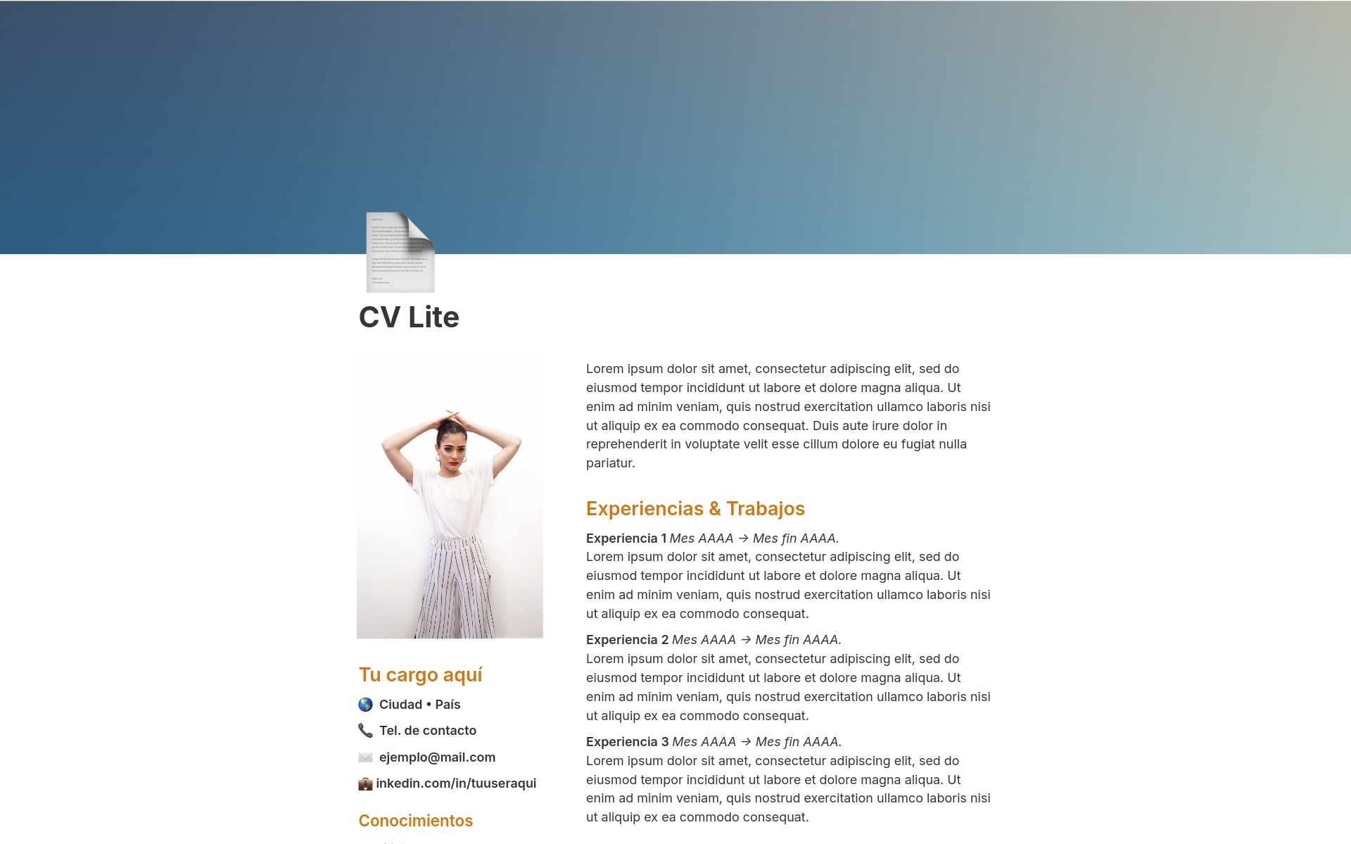 A template preview for Curriculum Vitae