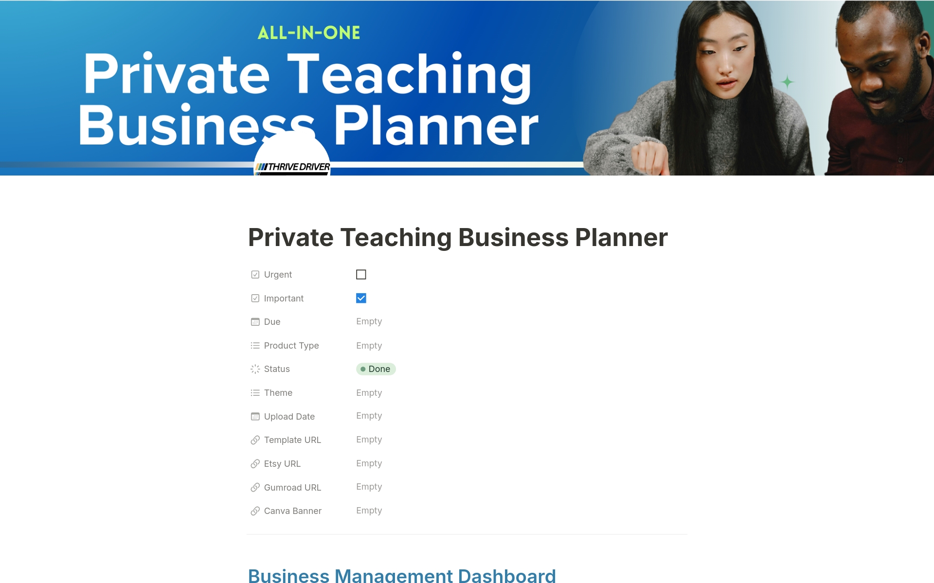 A template preview for Tutor/Teacher Planner w/ Student & Parent Portals