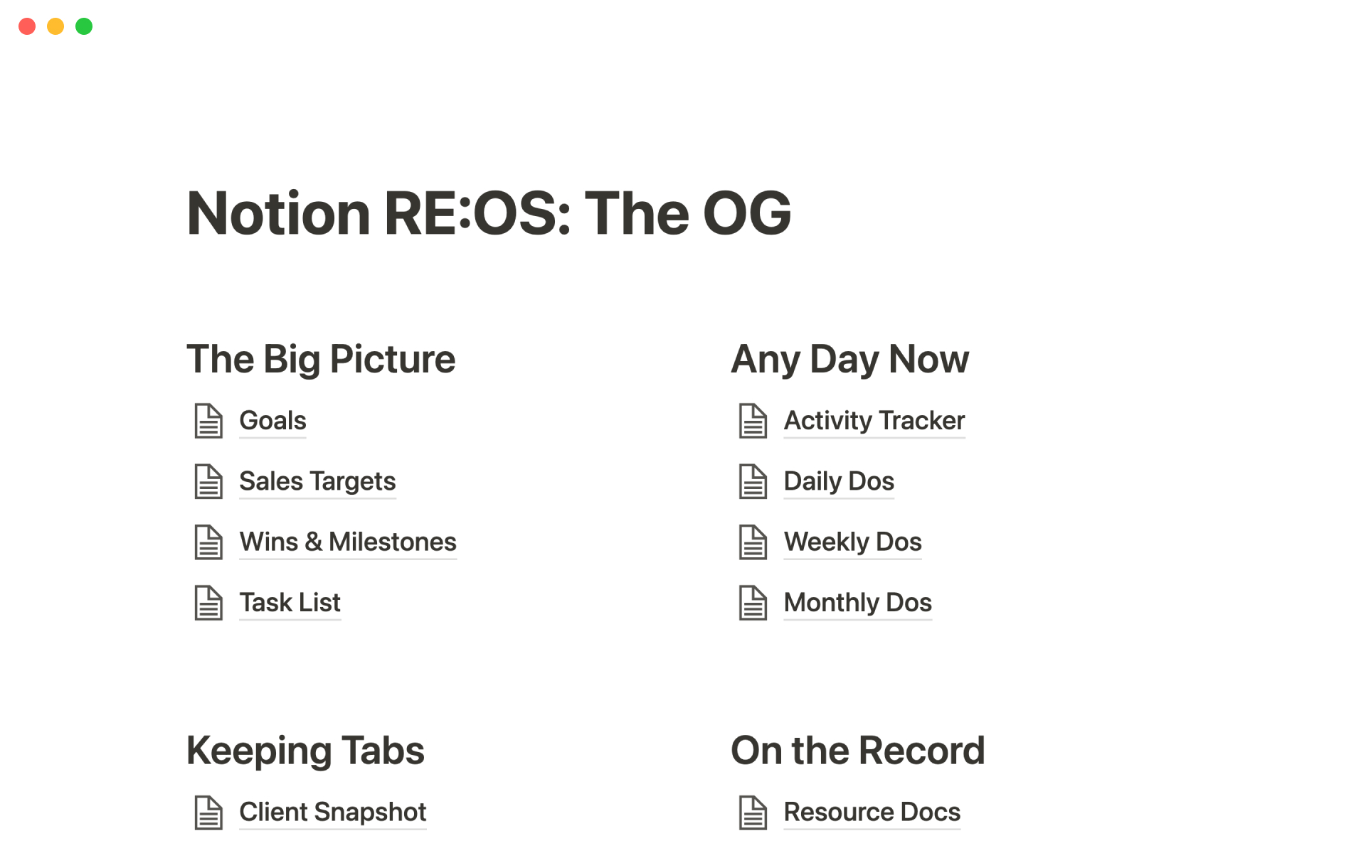 Notion RE:OS: The OGのテンプレートのプレビュー