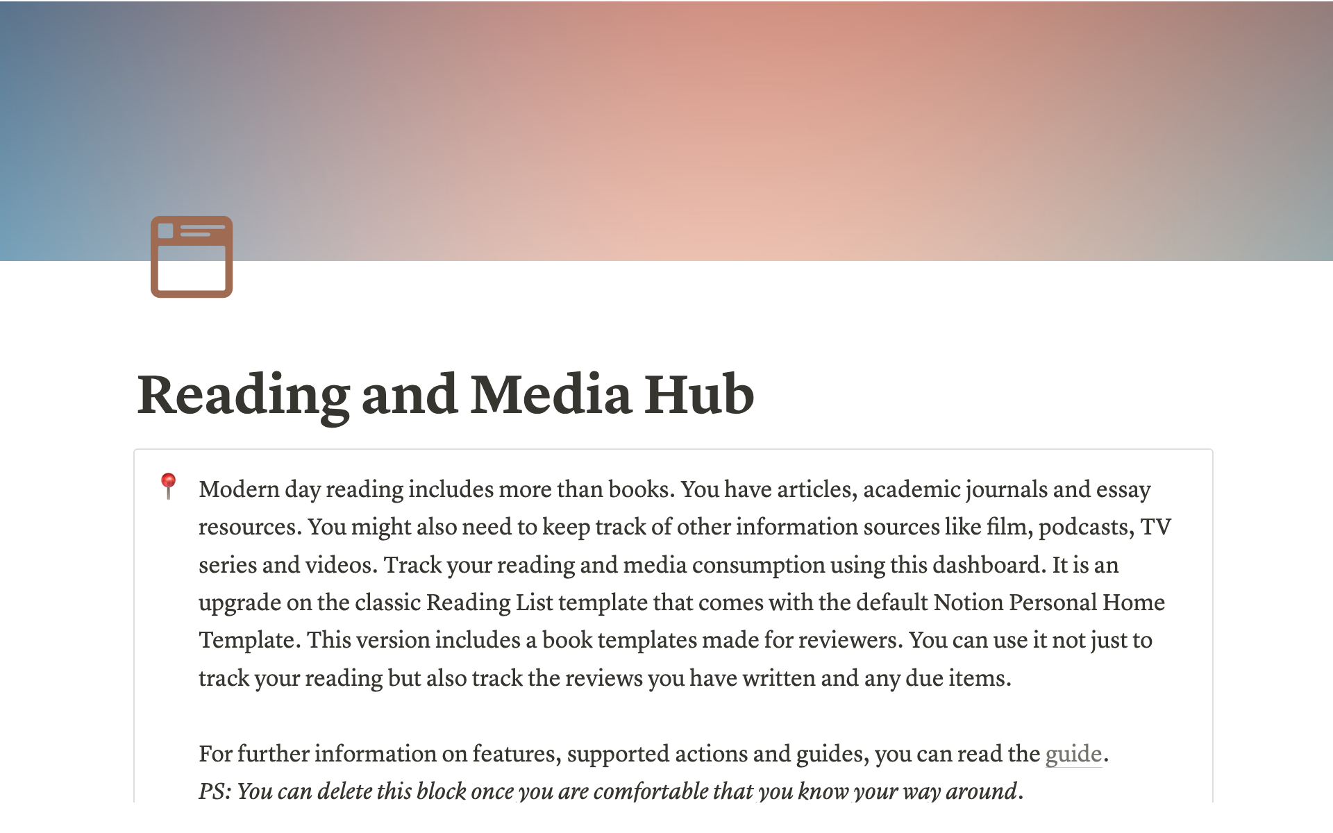 Reading and Media Hub by Adaobi Aniuchi Notion Template