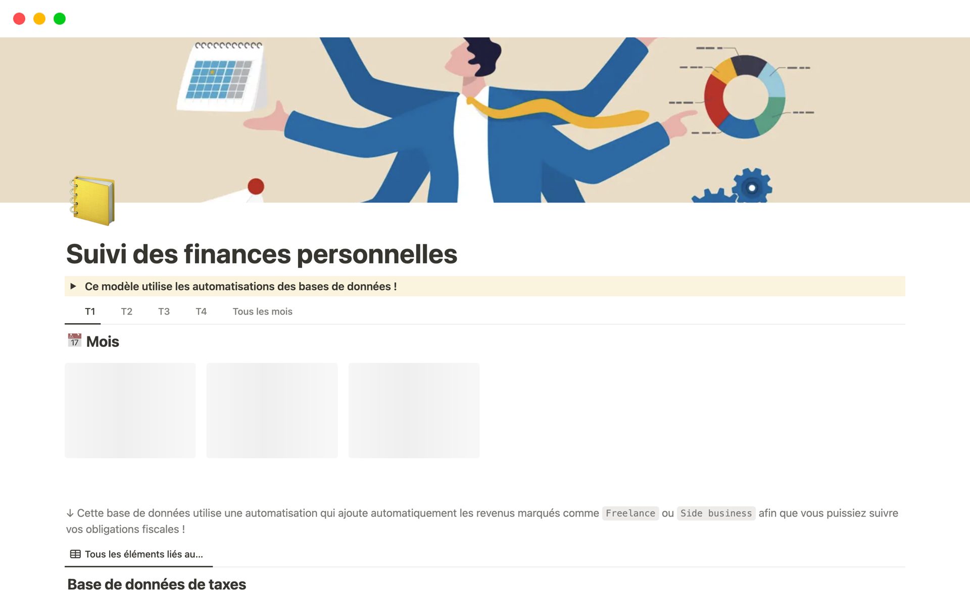 A template preview for Suivi des finances personnelles
